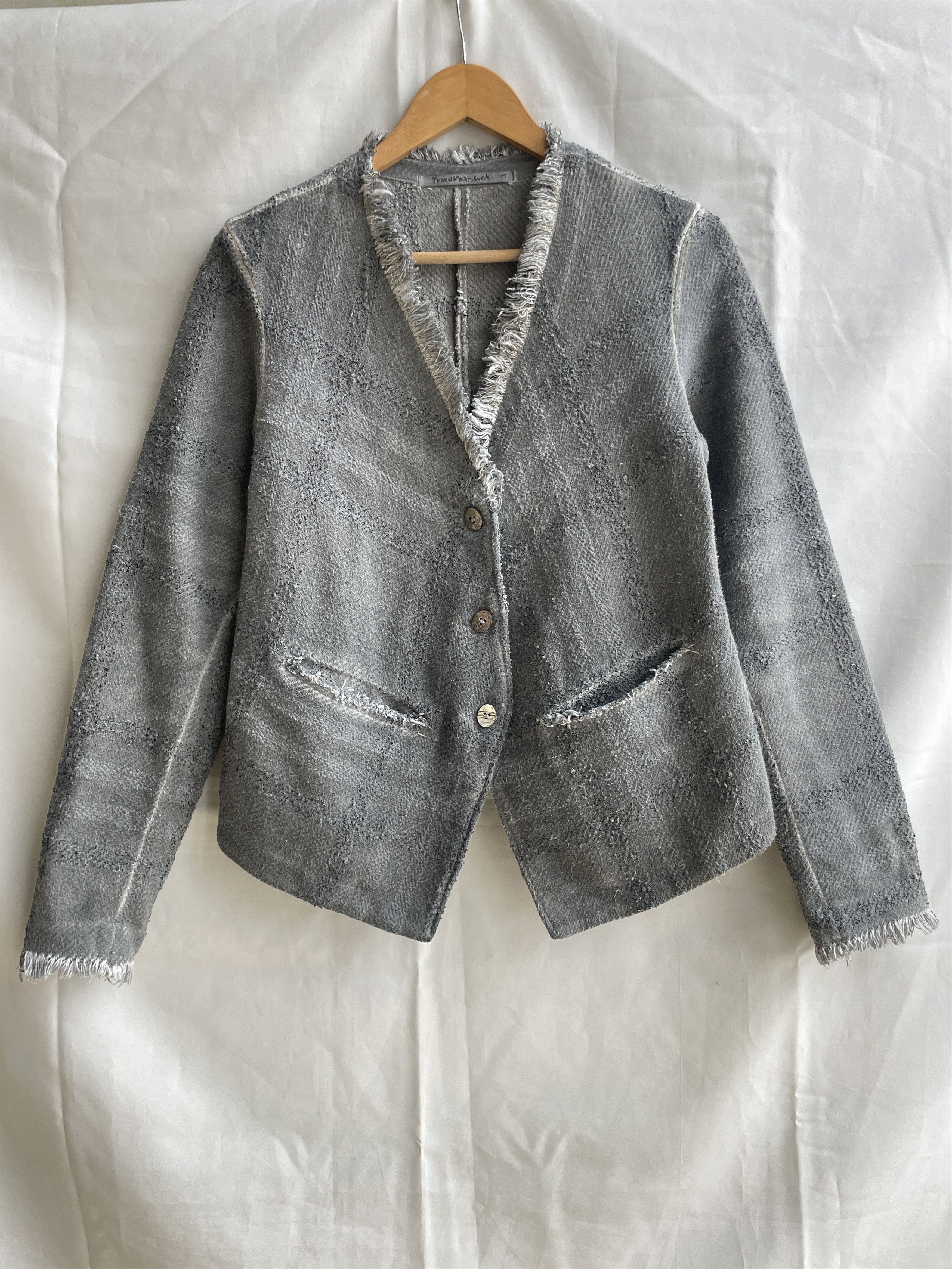 Transit Transit Par Such Garment Dyed Distressed Boucle Tweed Blazer Size M / US 6-8 / IT 42-44 - 1 Thumbnail