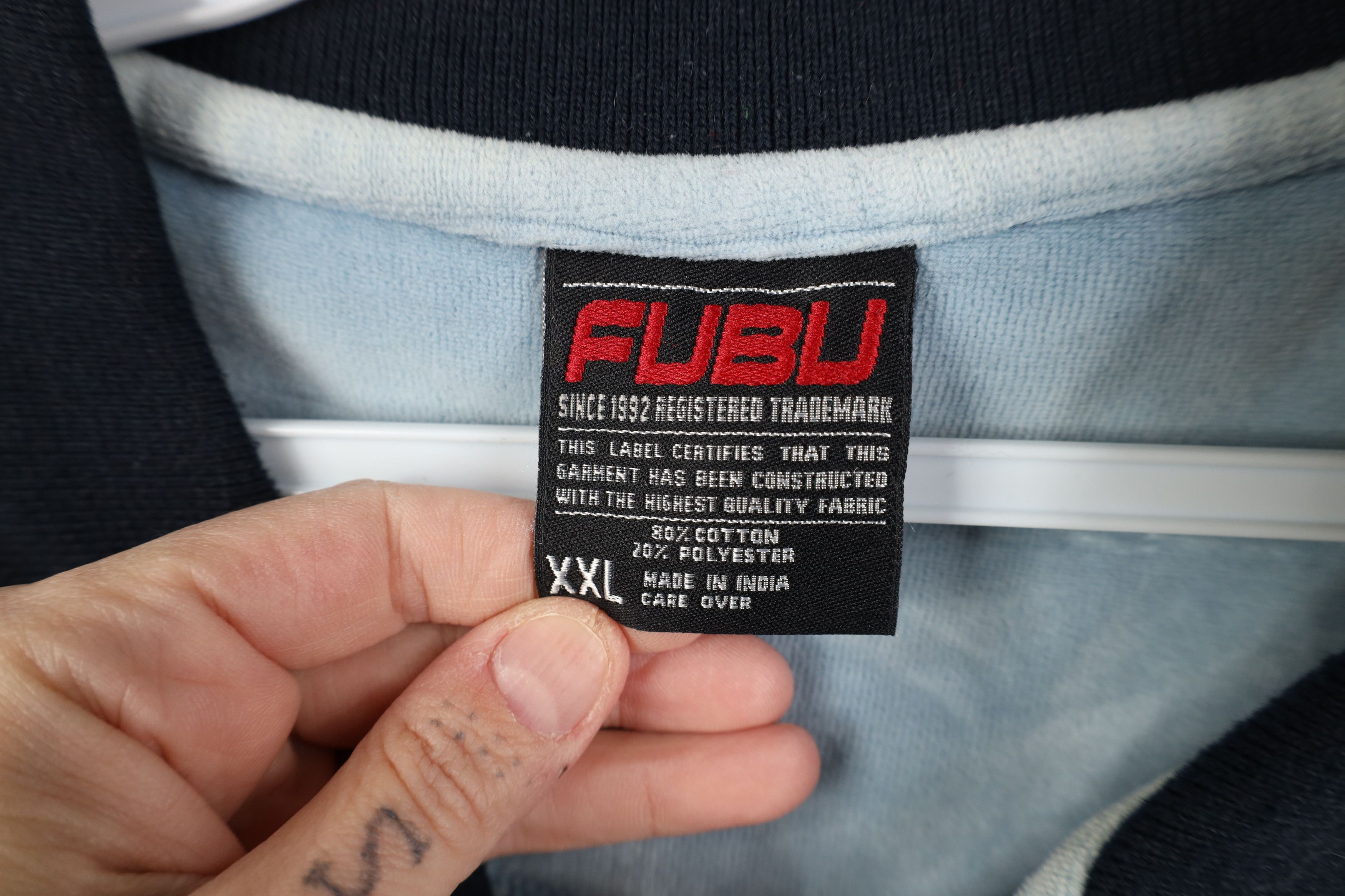 Fubu Vintage 90s Y2K FUBU Spell Out Velour Long Sleeve Rugby Polo Size US XXL / EU 58 / 5 - 9 Thumbnail