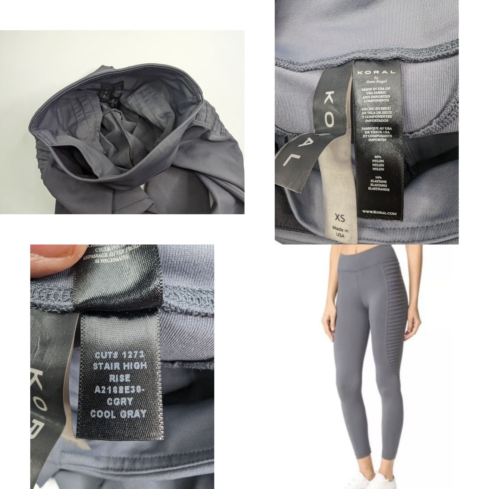 Vintage KORAL x REVOLVE Wave Stair High Rise Leggings Womens XS Gray Knit Nylon Compression Firm Athletic Yoga Activewear Size XS Regular | 8154734 Size 26" / US 2 / IT 38 - 8 Thumbnail