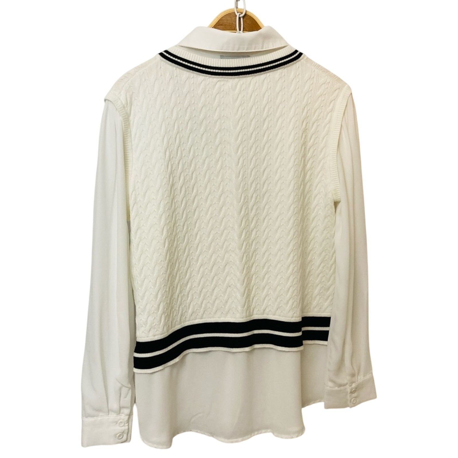 Adrianna Papell Adrianna Papell Ivory White Button Sweater Vest Blouse Top Size M / US 6-8 / IT 42-44 - 2 Thumbnail