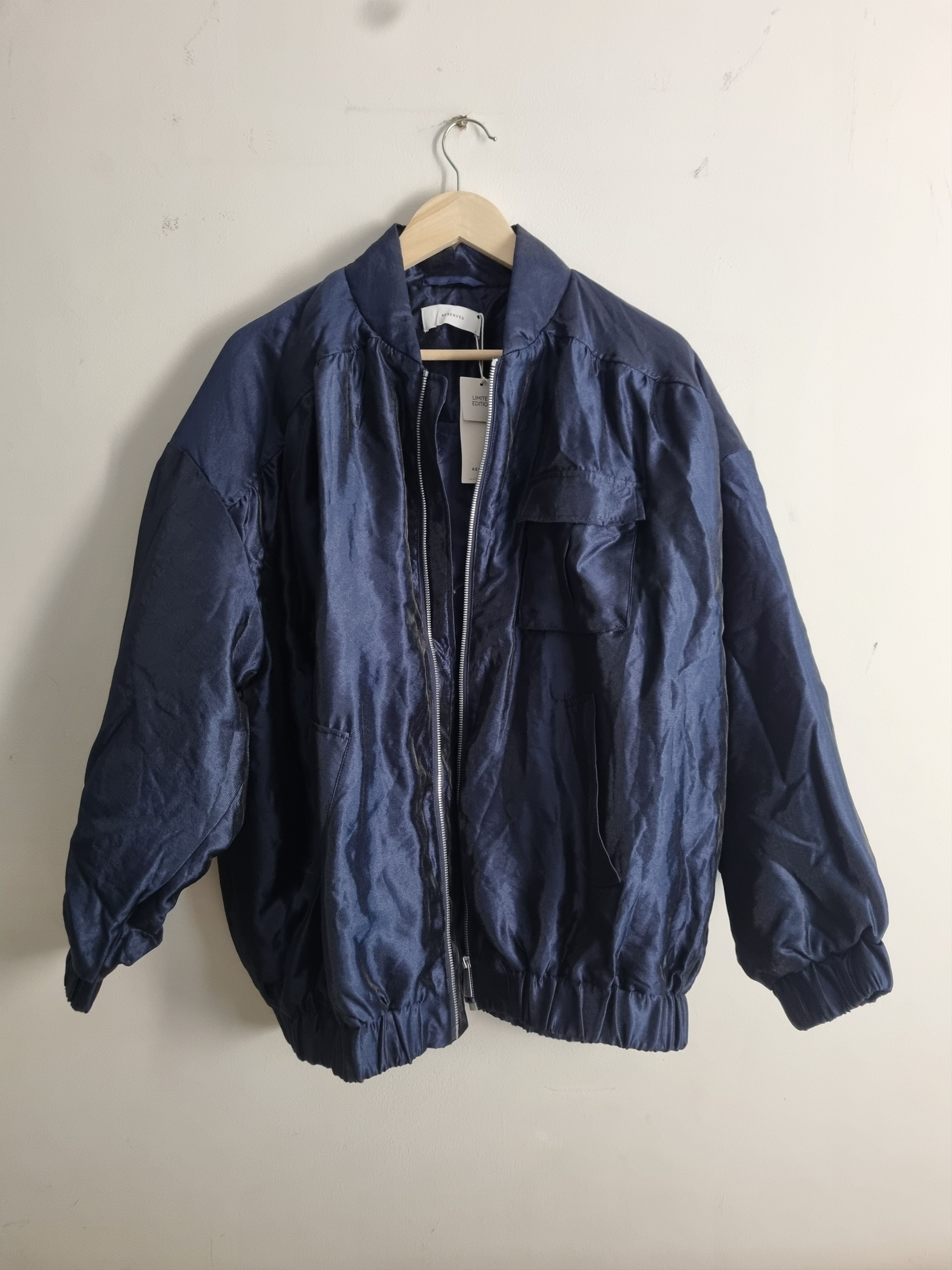 Reserved Oversized navy metallic bomber jacket Reserved Size L / US 10 / IT 46 - 1 Thumbnail