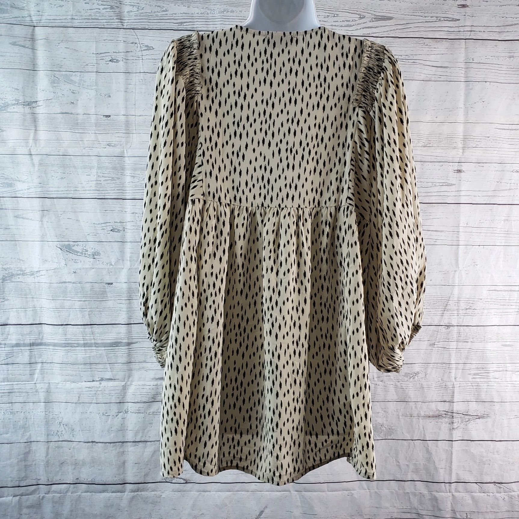 Vintage VICI Blouse Womens Large Black Beige 3/4 Sleeve V-Neck Pullover Regular XS? Wait Size L / US 10 / IT 46 - 4 Thumbnail
