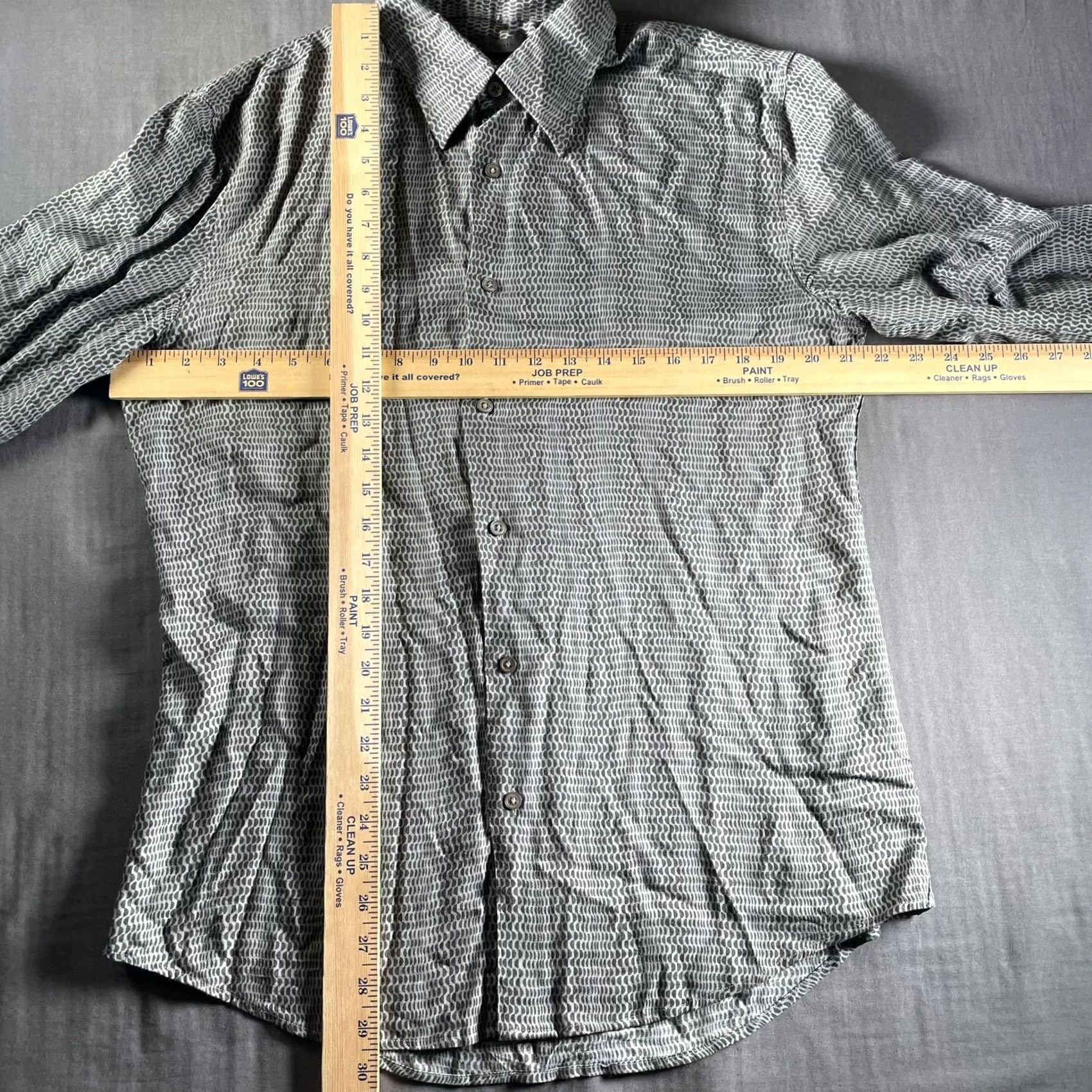 John Varvatos John Varvatos Shirt Mens Medium Gray Long Sleeve Button Up Geometric Viscose Size US M / EU 48-50 / 2 - 6 Thumbnail