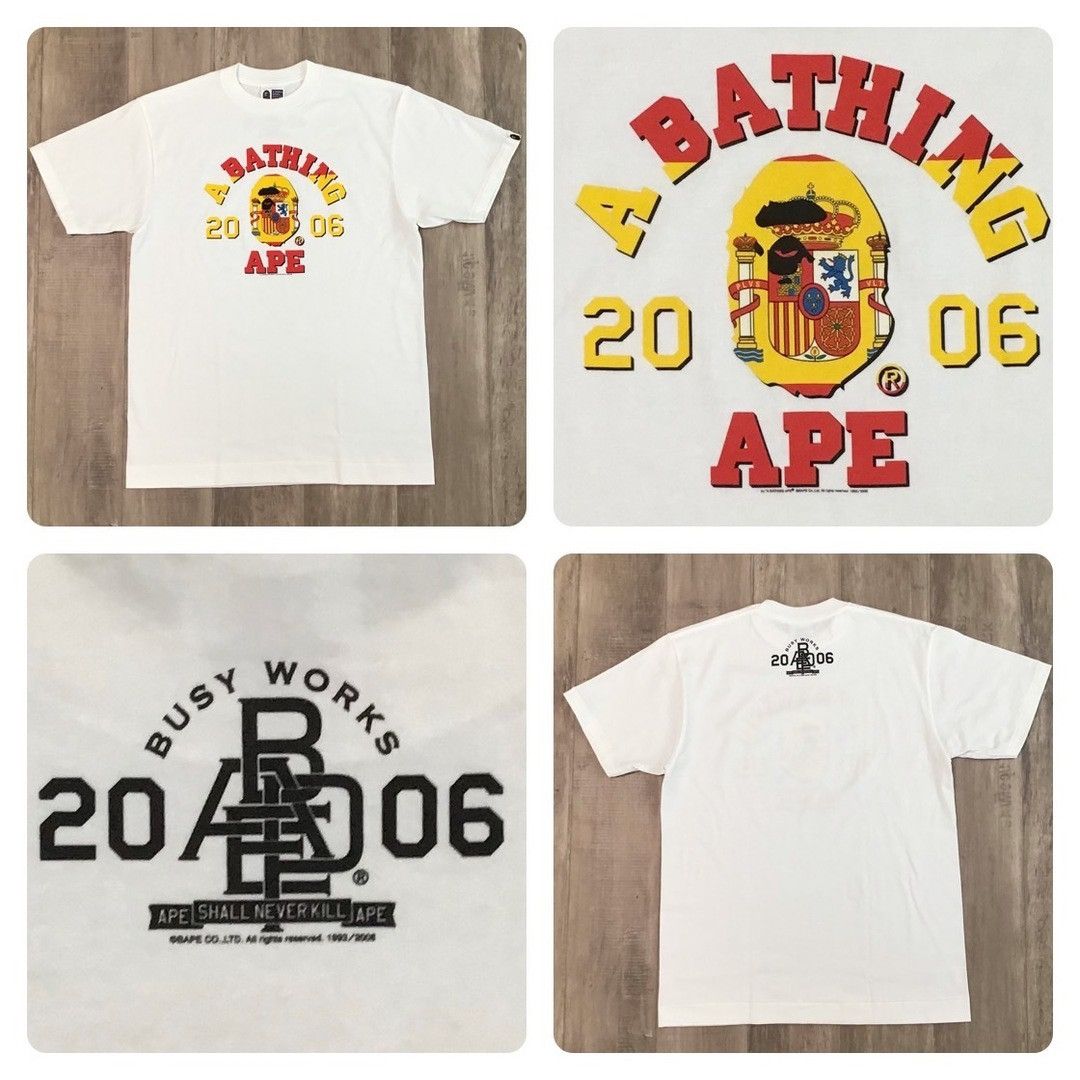 🔥2006 World Cup🔥 BAPE Spanish Flag college logo T-Shirt NIGO