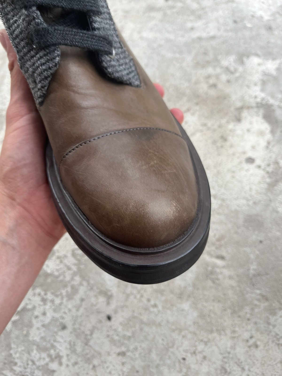Brunello Cucinelli Brunello Cucinelli Leather Ankle Fur Boots with Monili Trim Size US 8.5 / IT 38.5 - 18 Thumbnail