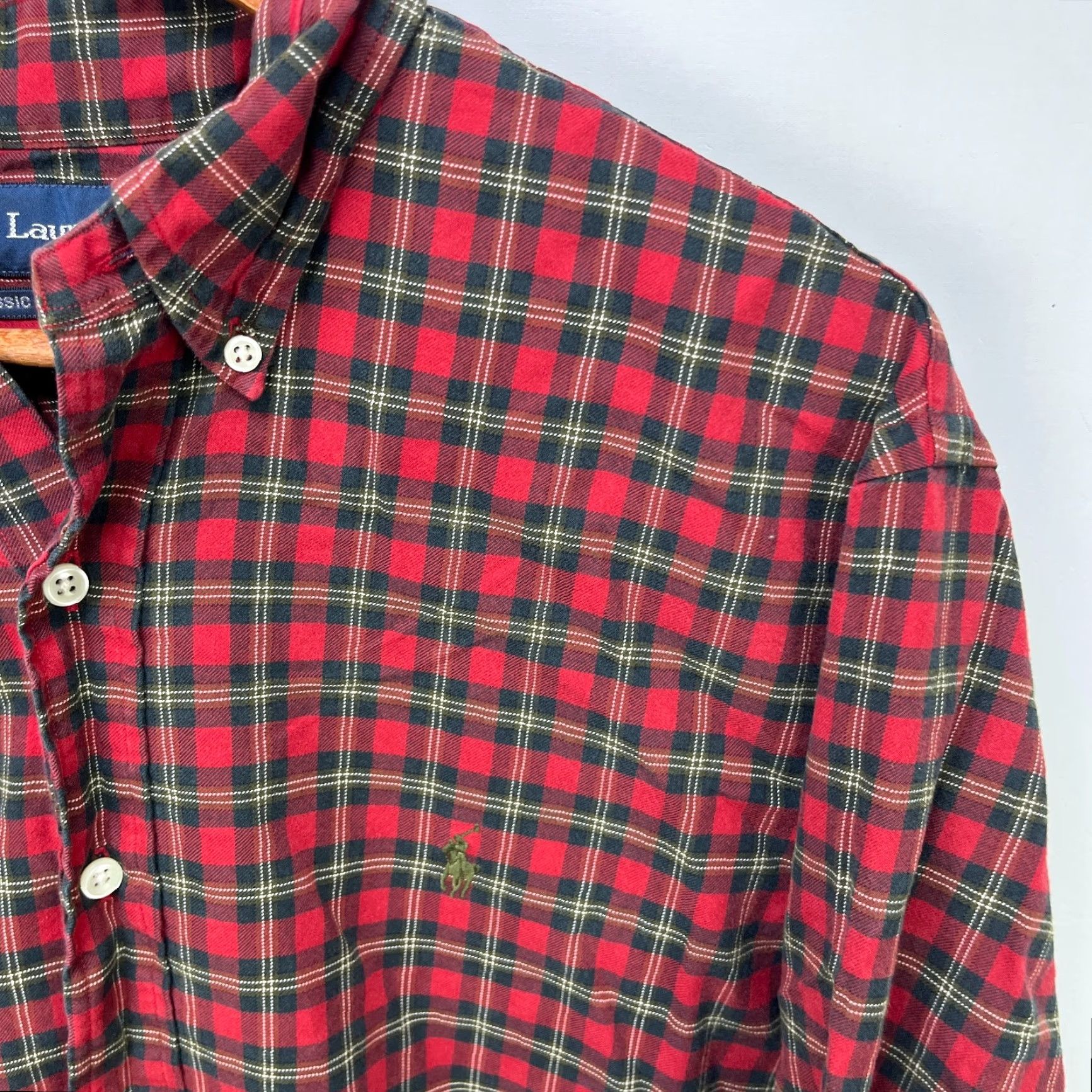 Polo Ralph Lauren Vintage Polo Ralph Lauren Plaid Red Button-Up Long Sleeve Shirt XL Men’s Regular Knit Cotton 90s Button-Down Collared Polo Shirts Size US XL / EU 56 / 4 - 3 Thumbnail