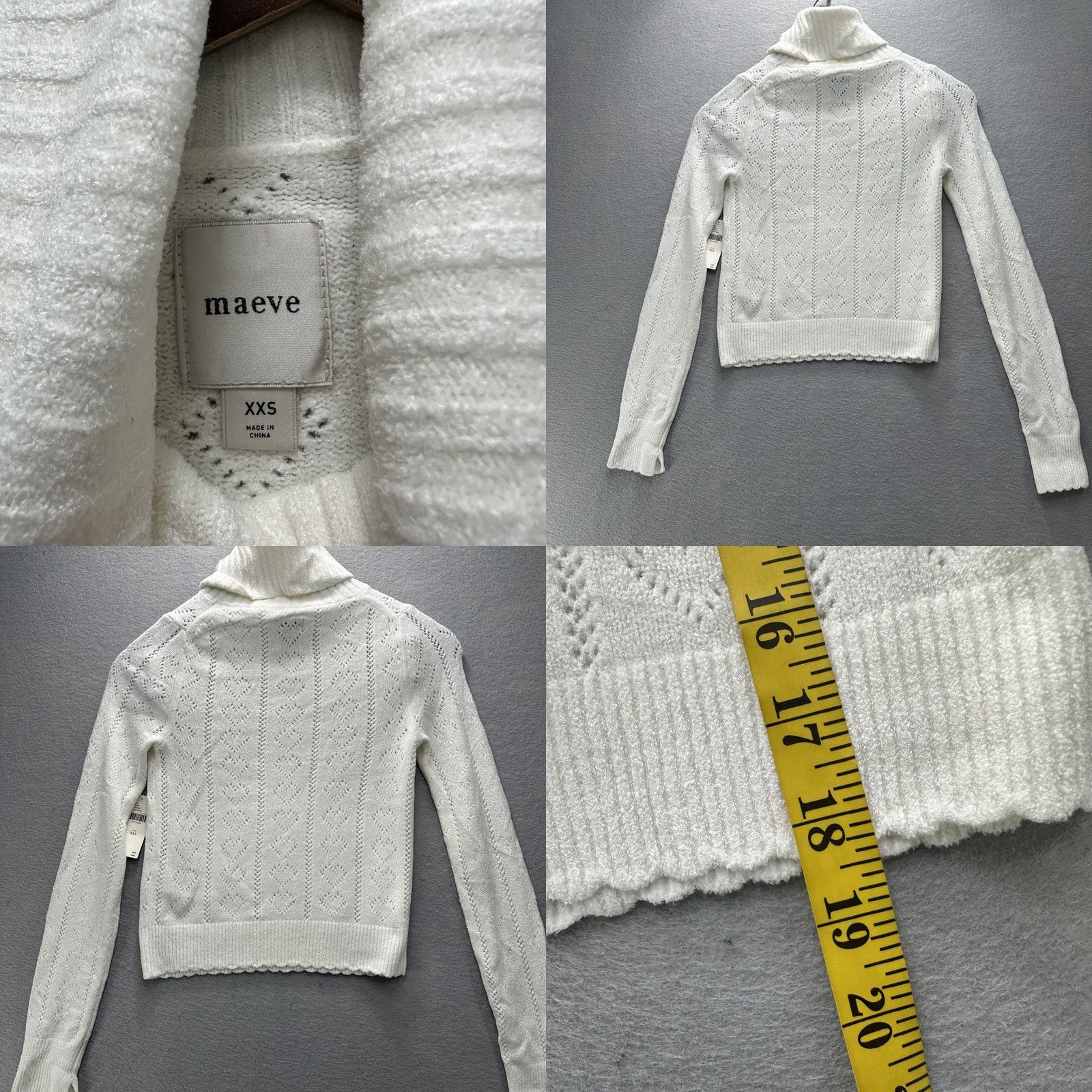 Vintage Maeve Sweater Womens XXS White Turtleneck Knit Pullover Heart Pattern Luxury Knitwear Size XXS / US 00 / IT 34 - 8 Thumbnail