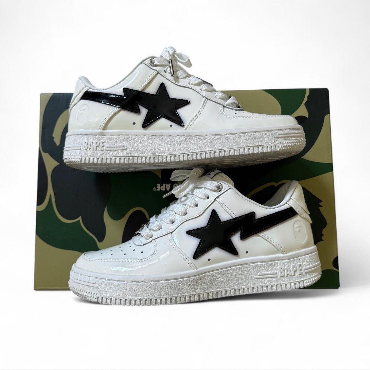 Bape Patent leather Bapesta #2 in white with black logo Size US 6.5 / IT 36.5 - 1 Thumbnail