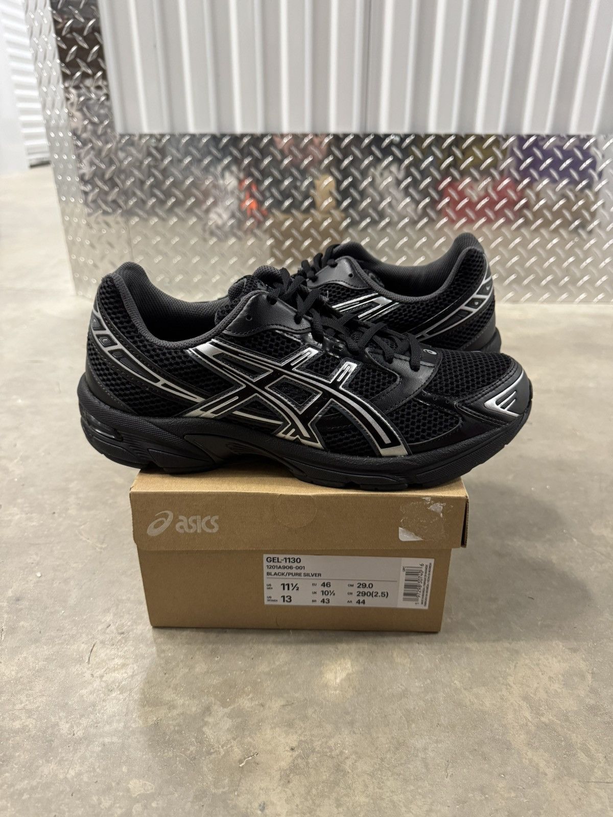 Asics Gel-1130 Black Pure Silver Size 11.5