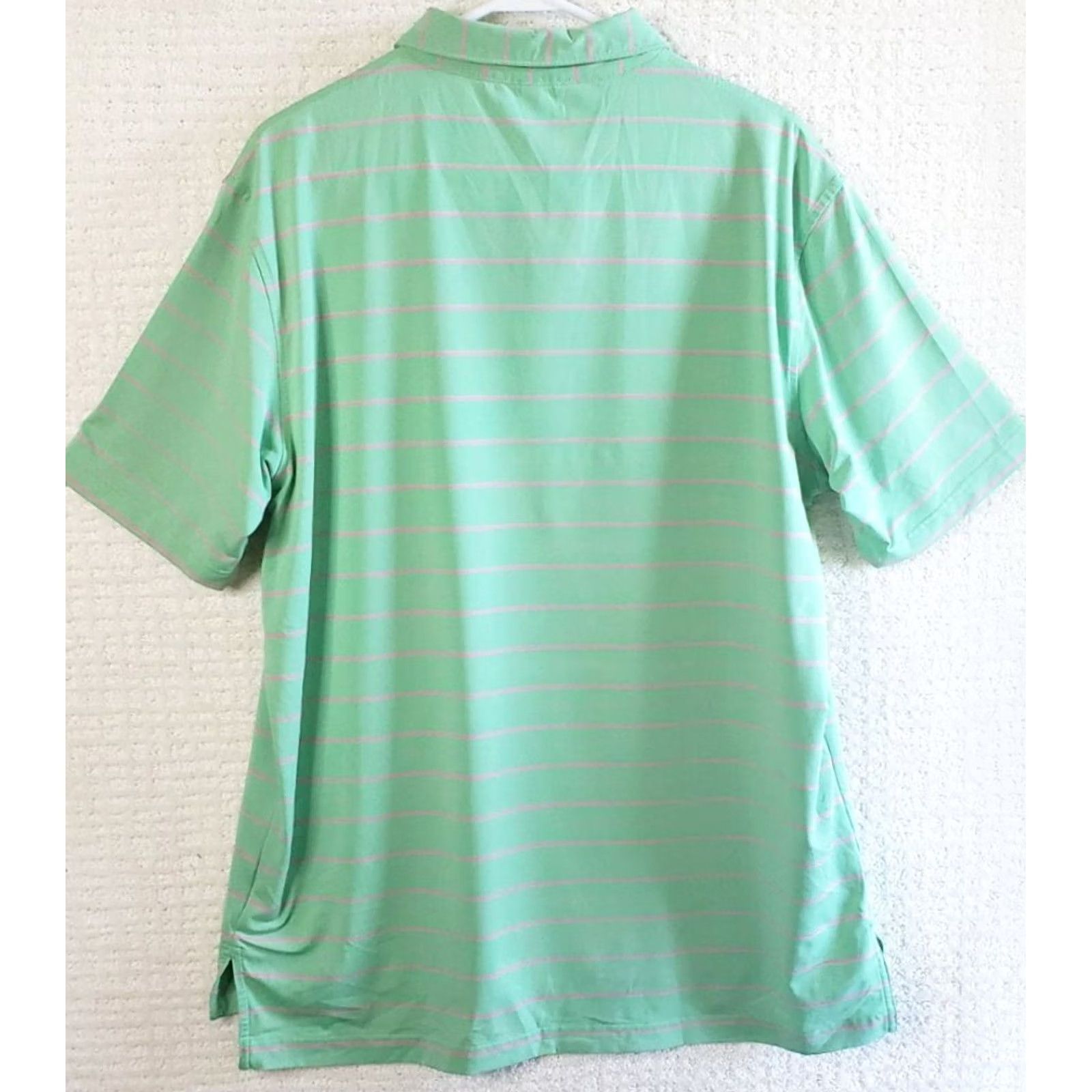 Peter Millar Peter Millar Summer Comfort Golf Polo Shirt Green Pink Stripe Stretch Mens Large Size US L / EU 52-54 / 3 - 7 Thumbnail