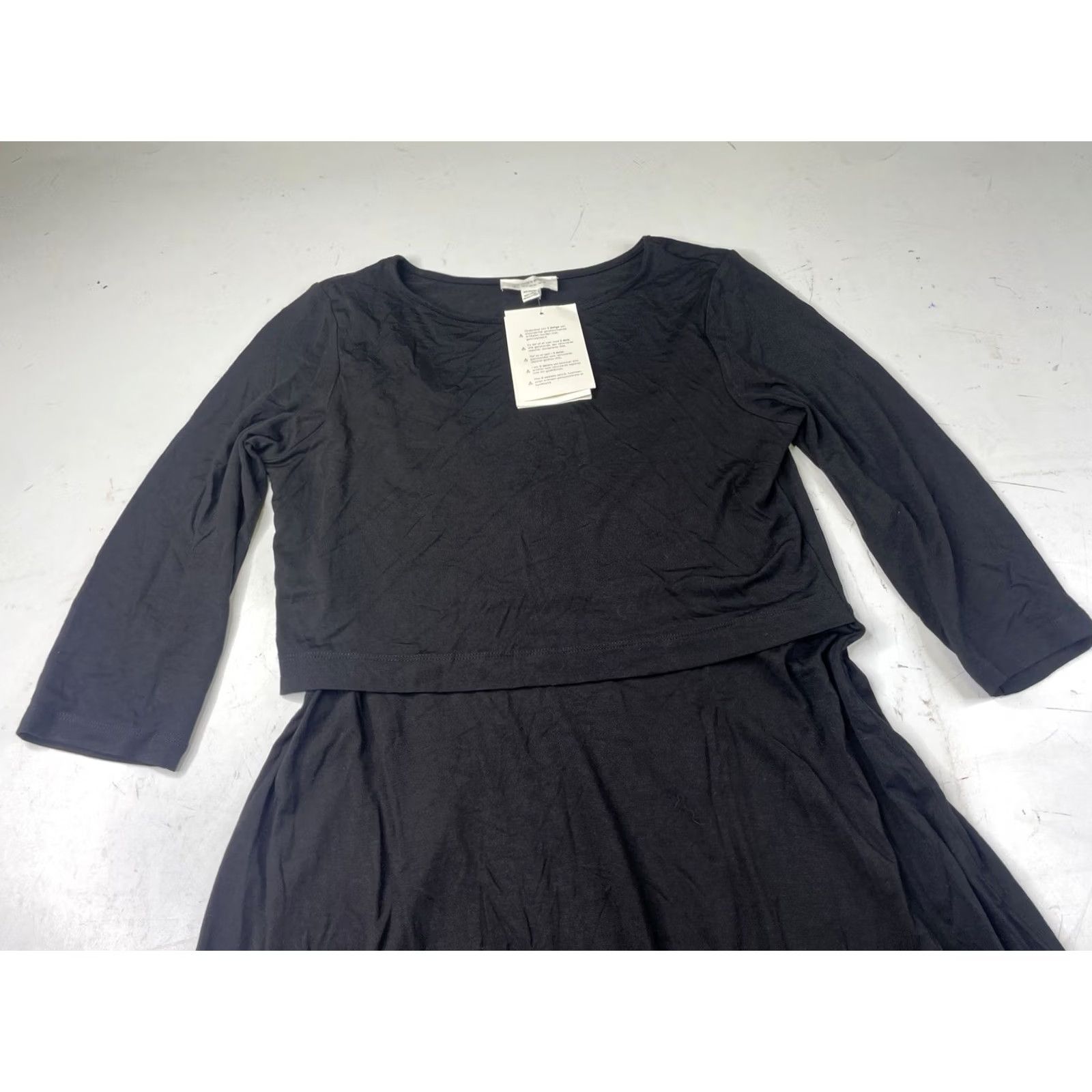 Vintage Seraphine Maternity Nursing Dress Jersey 3/4 Sleeve Black Knee Length A-Line Size 8 Womens Lounge Casual Travel Nursing Lift-Up NWT Size M / US 6-8 / IT 42-44 - 2 Thumbnail