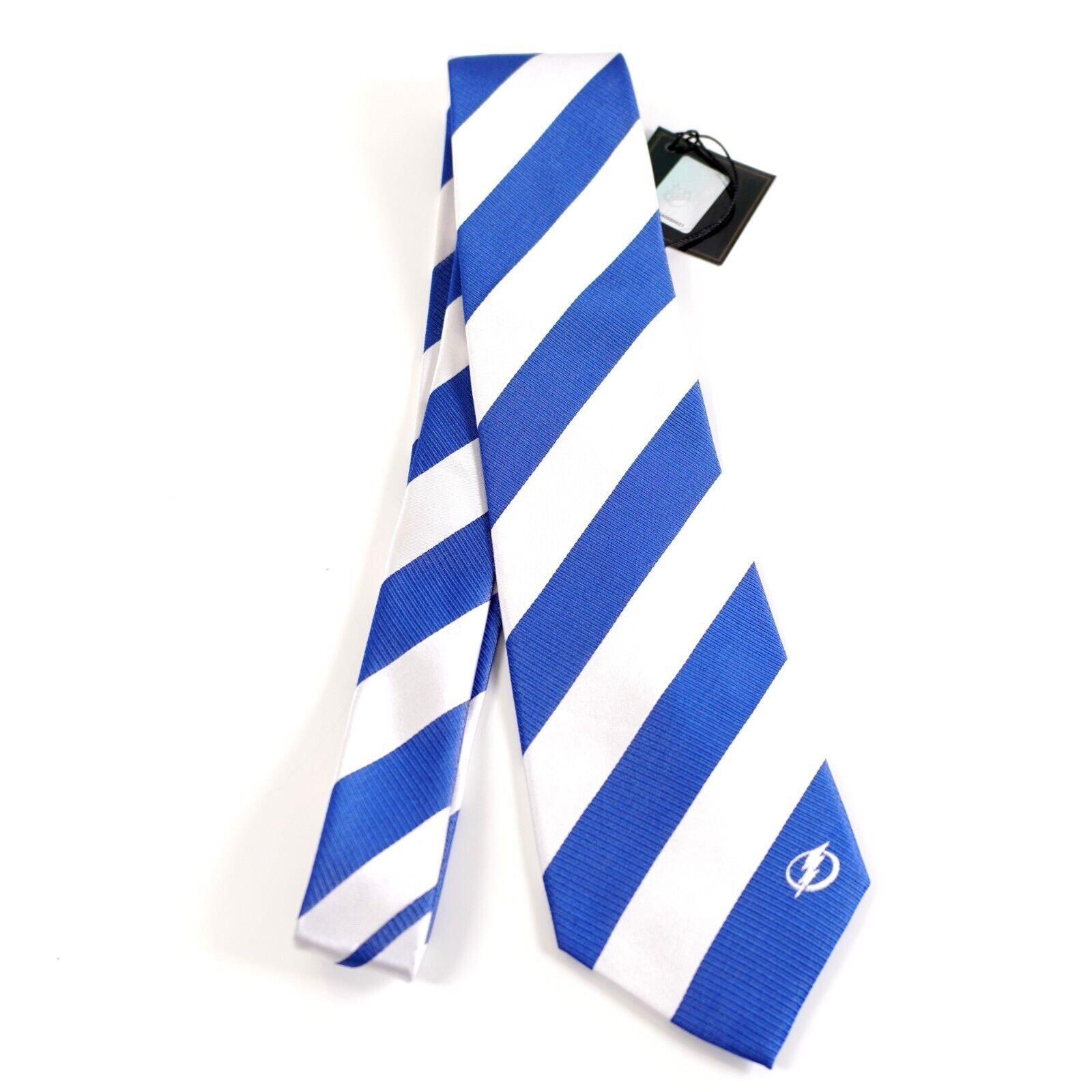 NHL NEW NHL Blue White Lightning Hockey Striped Ribbed Woven Sil Size ONE SIZE - 7 Thumbnail