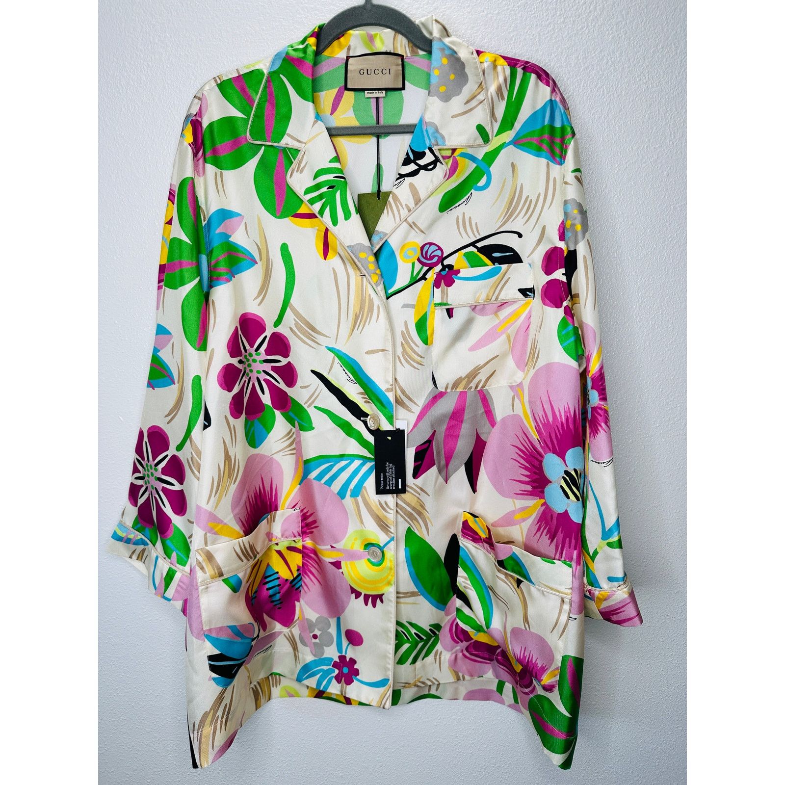 Gucci NWT Gucci Silk Pink Blue Multi Floral Printed Blouse 46 / XL Size XL / US 12-14 / IT 48-50 - 5 Thumbnail