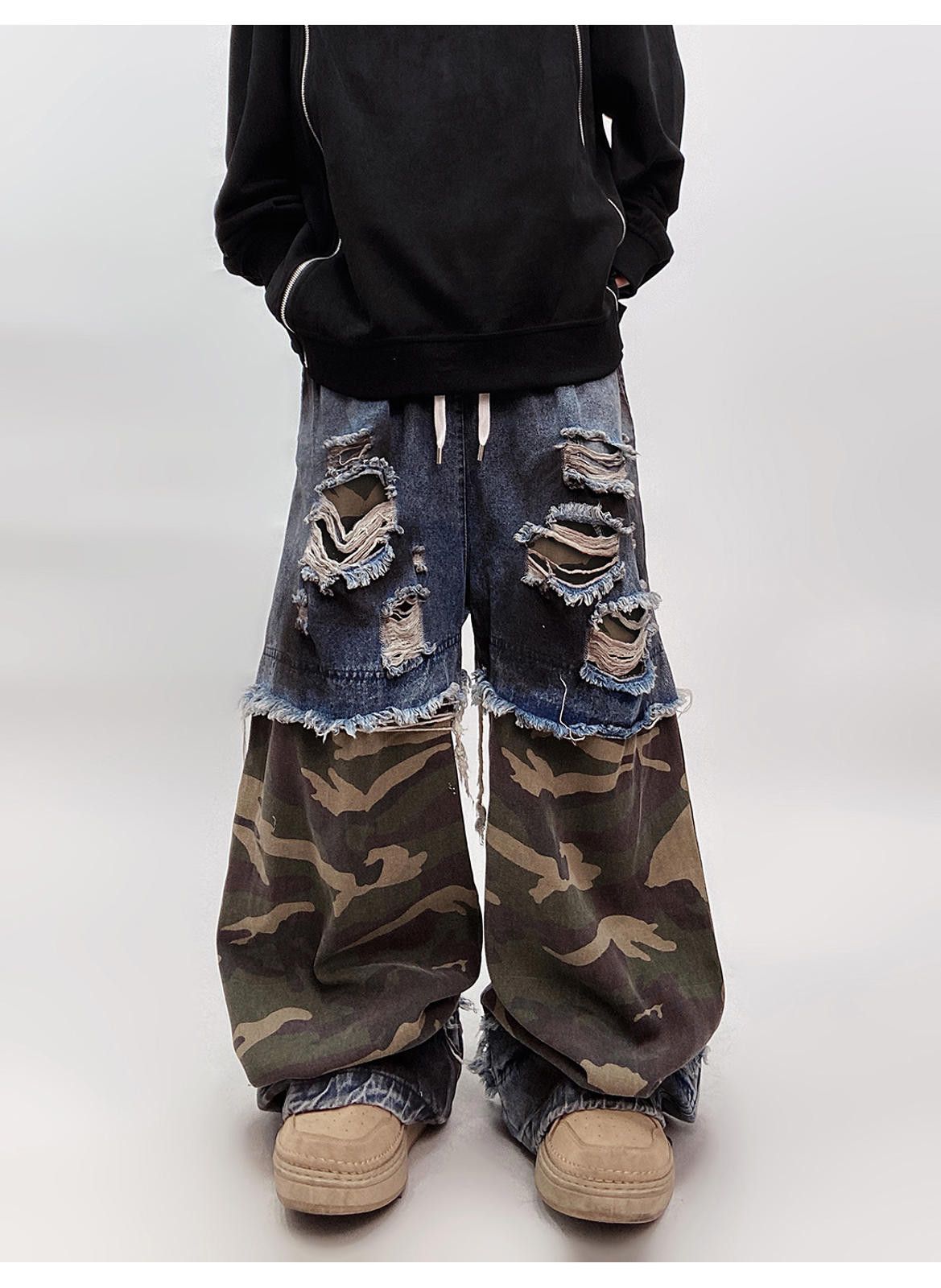 Japanese Brand Patchwork Distressed Camo Cargo Pants Size US 30 / EU 46 - 5 Thumbnail