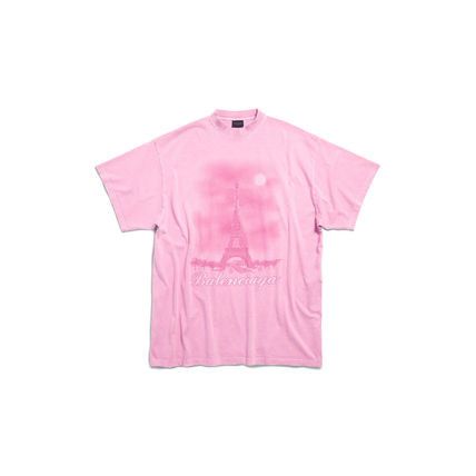 Balenciaga o1tr1nto0326 Paris Moon T-Shirt Oversized in Pink Size US M / EU 48-50 / 2 - 1 Thumbnail