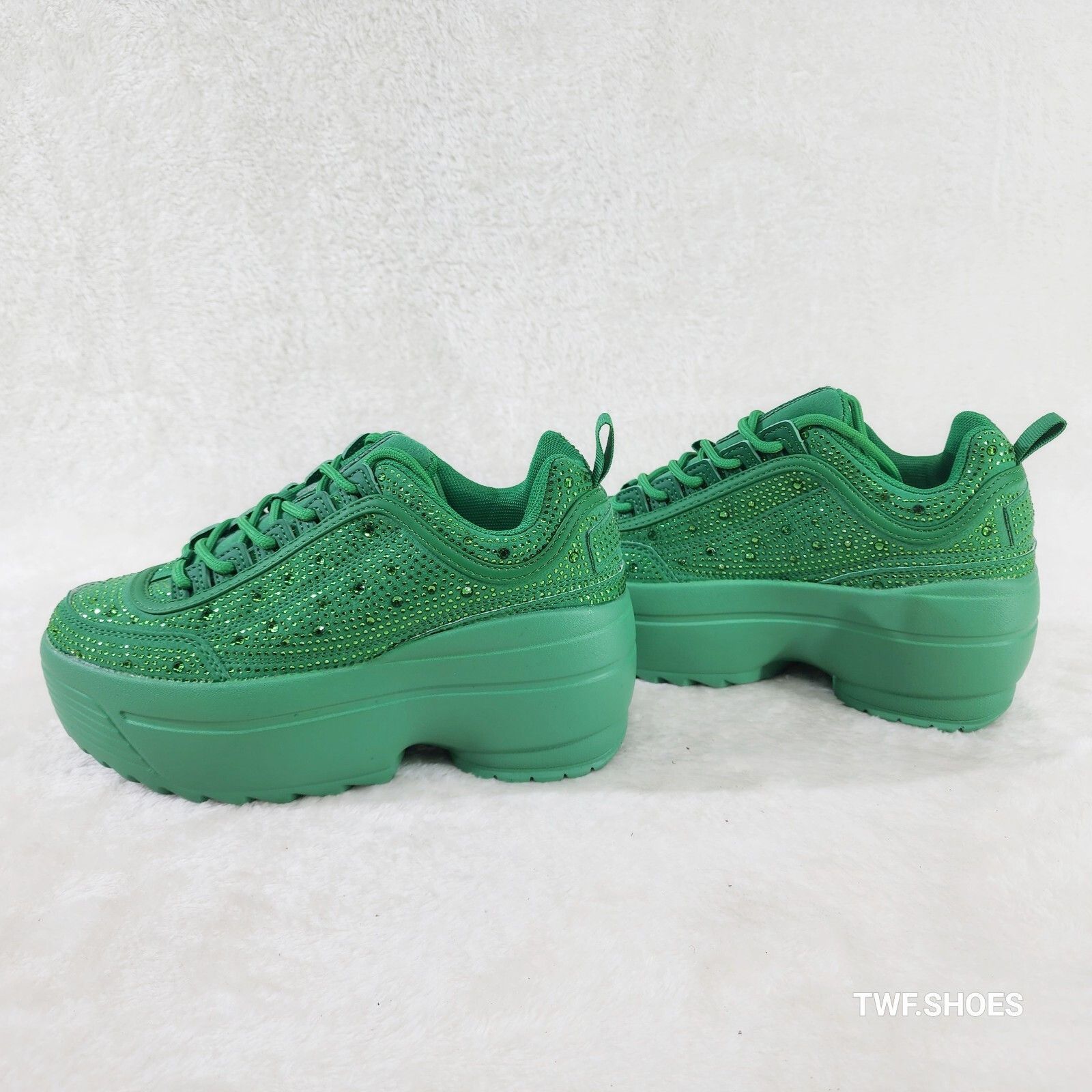 Other Ultra Cush Kelly Green Rhinestone Platform Sneakers (US Shoe Size US 6 / IT 36 - 3 Thumbnail