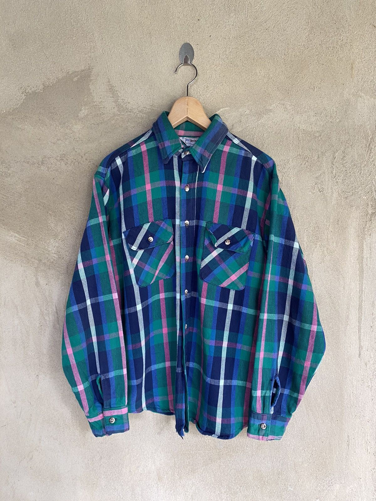 FiveBrother Five Brothers Multipocket Plaid Tartan Flannel Shirt Size US L / EU 52-54 / 3 - 2 Thumbnail