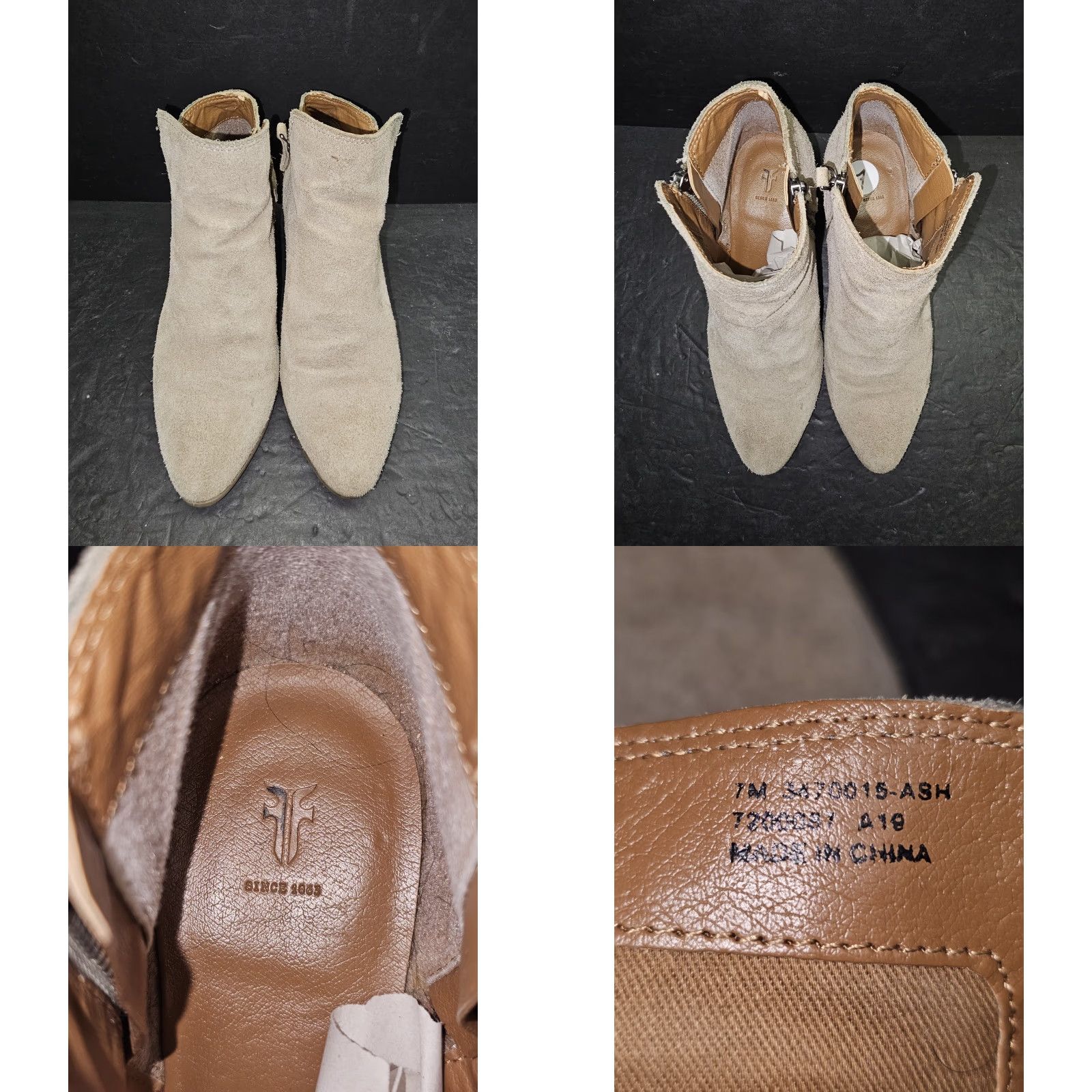 Frye FRYE Judith Ankle Bootie Suede Ash Beige Side Zip Women’s Size 7 M Boot Frye Size US 6 / IT 36 - 8 Thumbnail