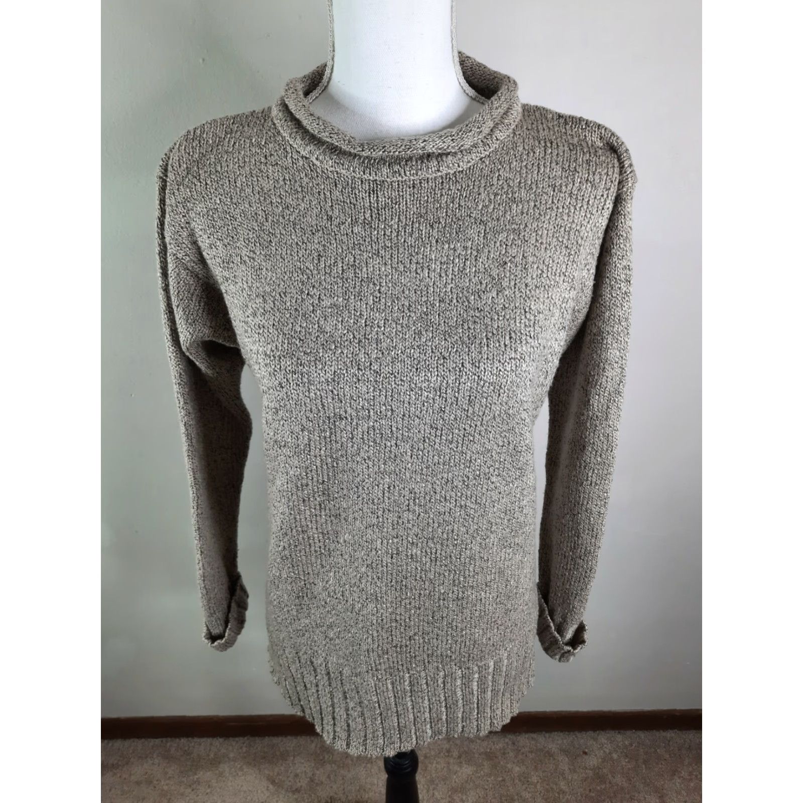 Vintage VINTAGE Carolyn Taylor Sweater Wool Acrylic Beige Mock Neck 1/4 Zip Womens Medium Front 4S3C Classic Size M / US 6-8 / IT 42-44 - 6 Thumbnail