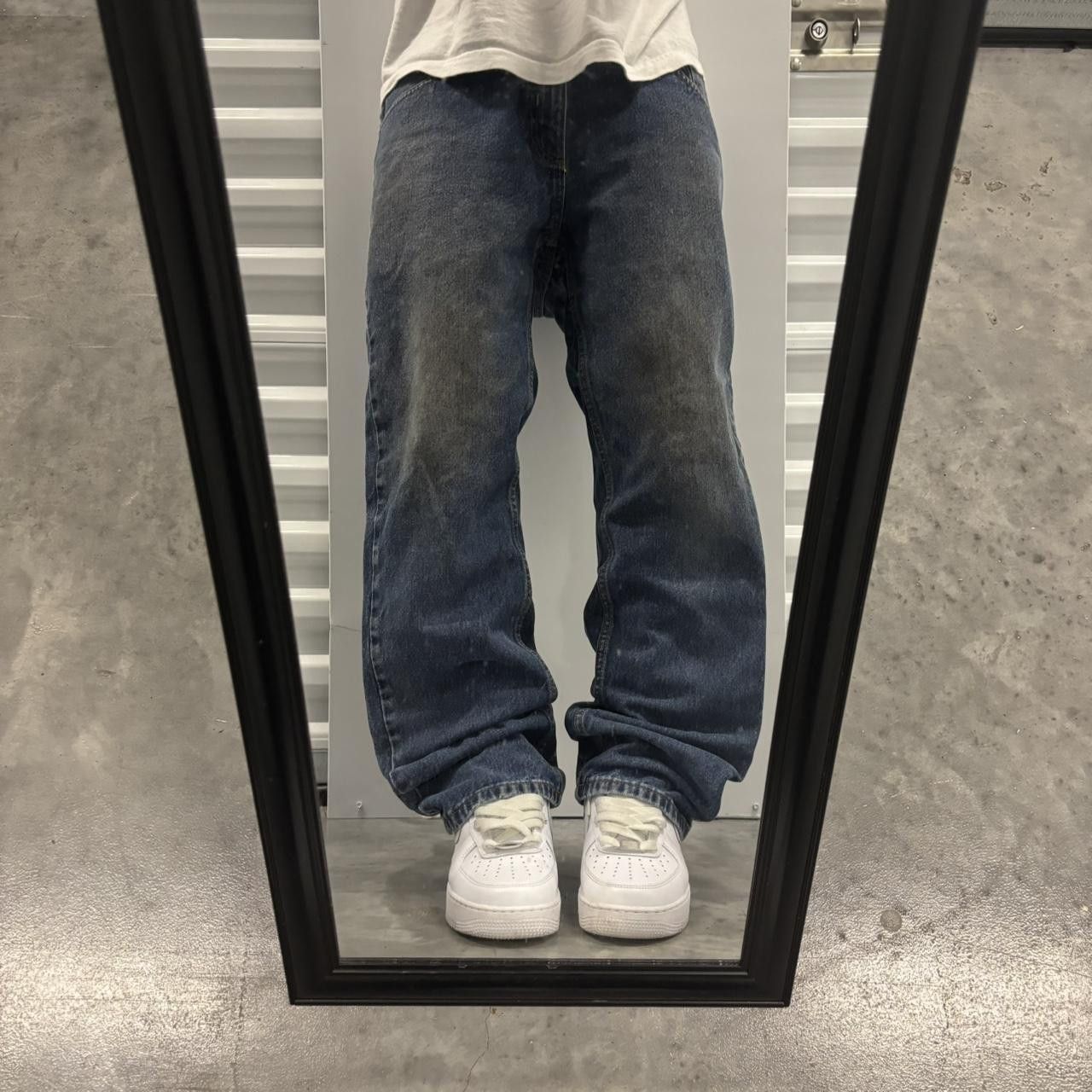 Japanese Brand × Vintage Crazy Vintage Y2K/2000s Grunge Faded Dark Wash Workwear Style Denim Jeans! Size US 34 / EU 50 - 1 Thumbnail