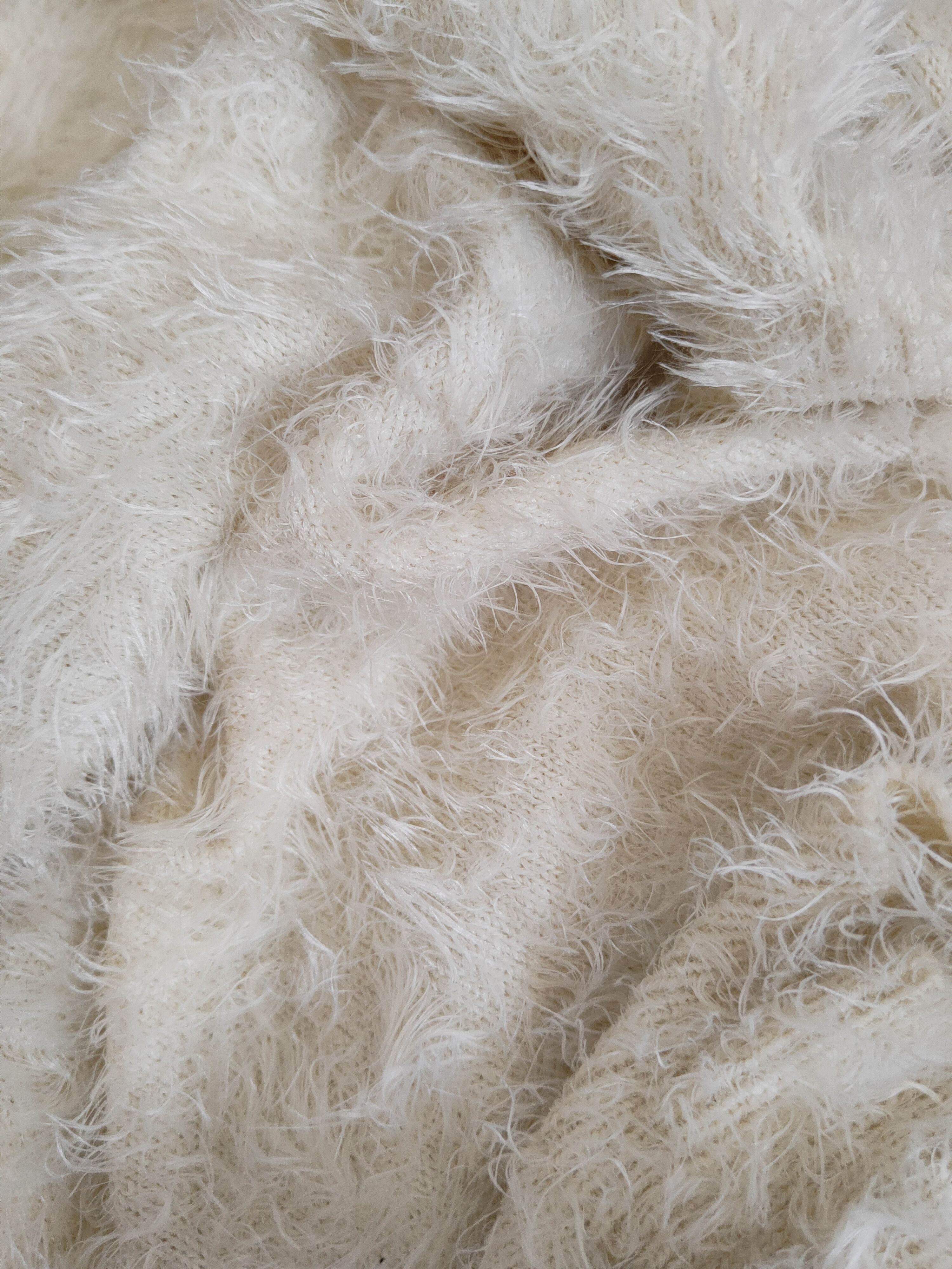 Homespun Knitwear Michel Klein Cream Shag Shaggy Fur Mohair Knitwear #S2007 Size S / US 4 / IT 40 - 10 Thumbnail