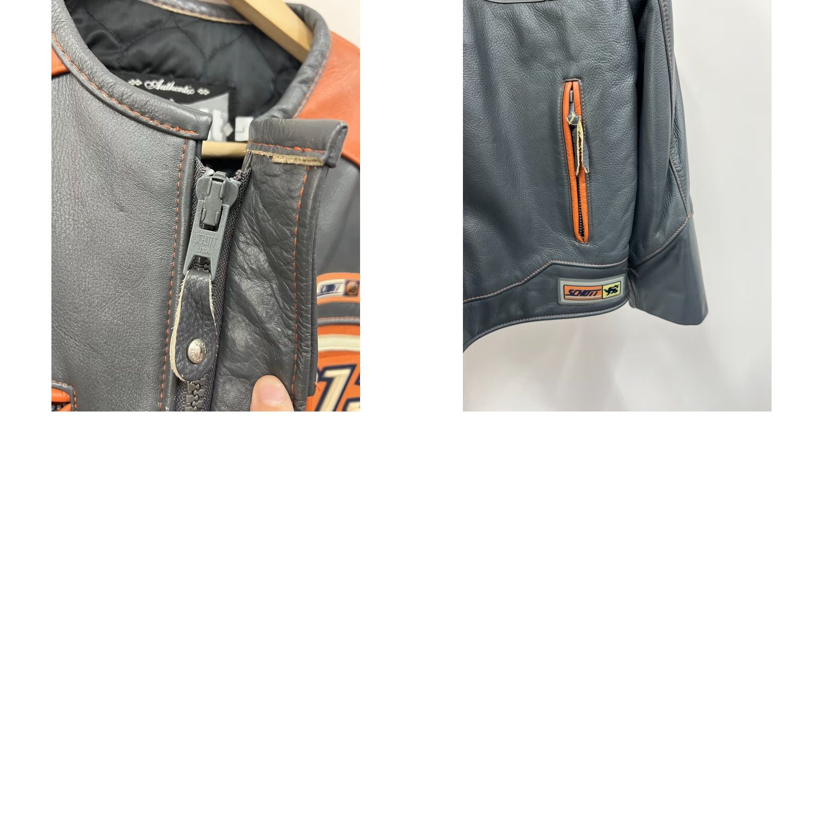 Schott SCHOTT NYC 1913 Leather Jacket Biker Bomber Men's Size L Gray Leather Jacket Mens L 1913 Motorcycle Size US L / EU 52-54 / 3 - 9 Thumbnail