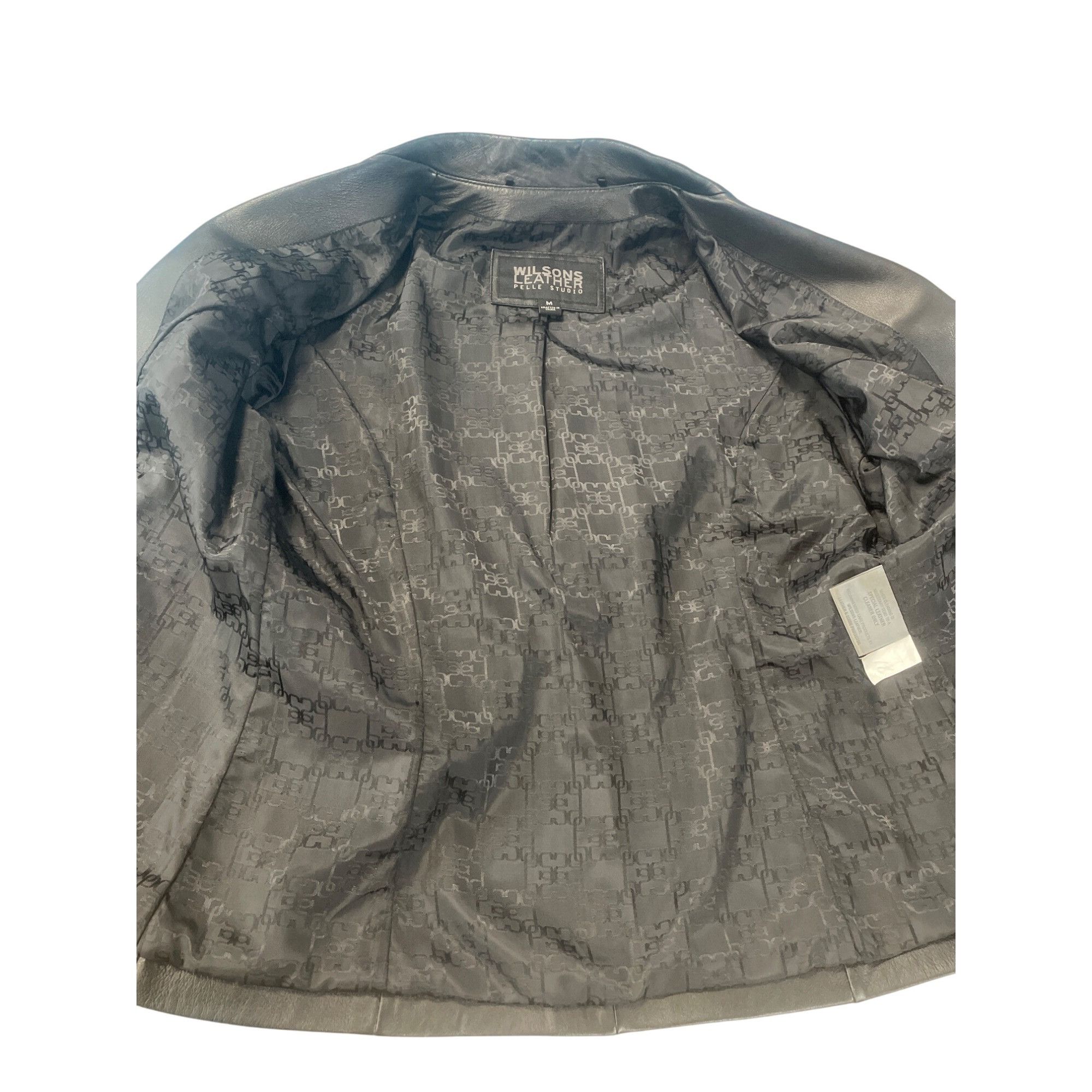 Wilsons Leather Wilsons Leather Pelle Studio Womens Black Leather Blazer Jac Size M / US 6-8 / IT 42-44 - 10 Thumbnail
