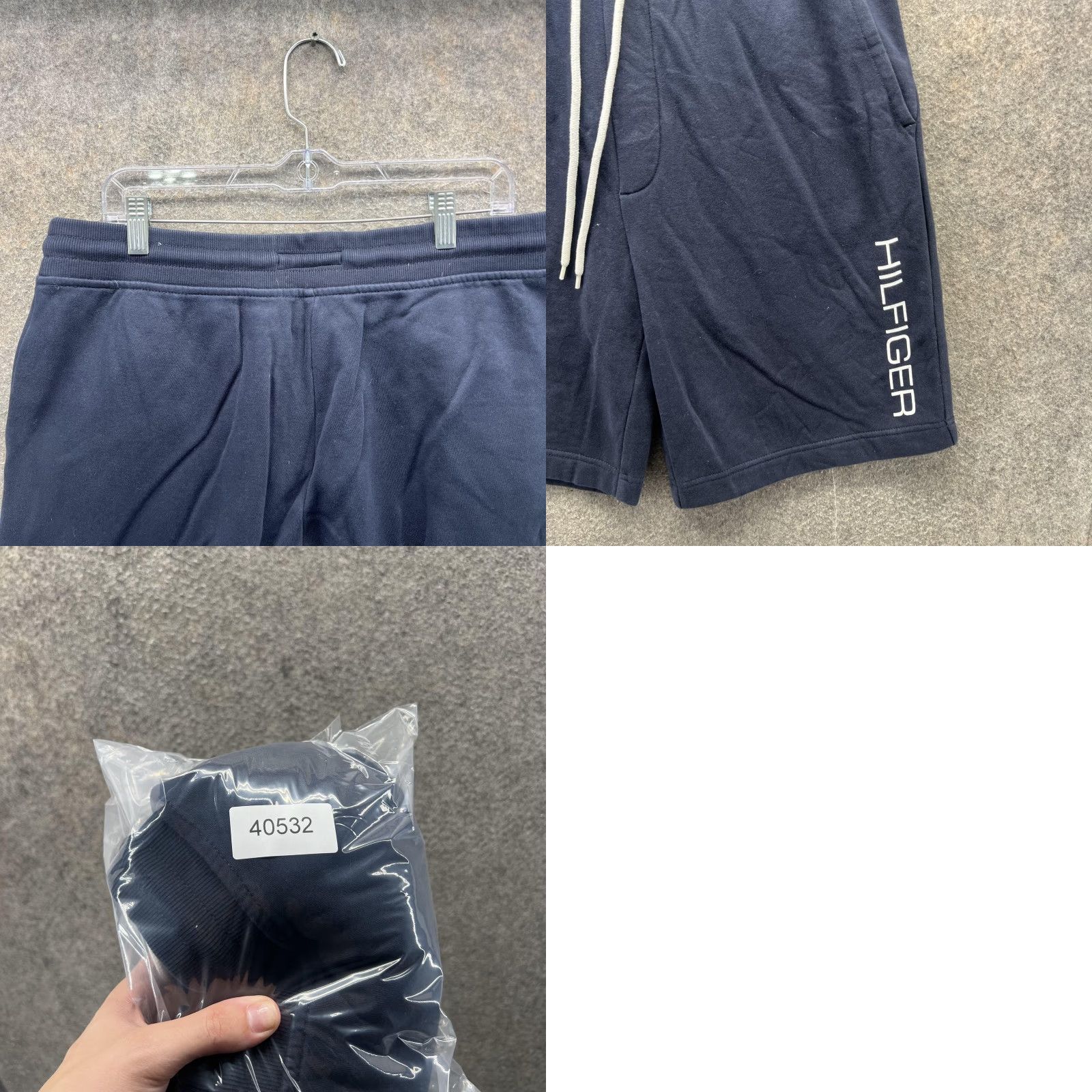 Tommy Hilfiger Tommy Hilfiger Sweat Shorts Mens Large Blue Fleece Logo Drawstring 11 Inseam Size US 33 - 8 Thumbnail