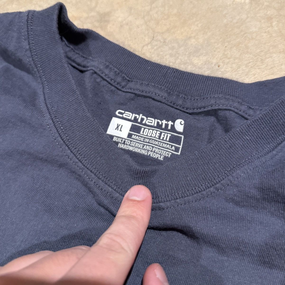 Carhartt Carhartt Pocket Logo Patch Faded Blue Tee ERD Grunge Size US XL / EU 56 / 4 - 4 Thumbnail
