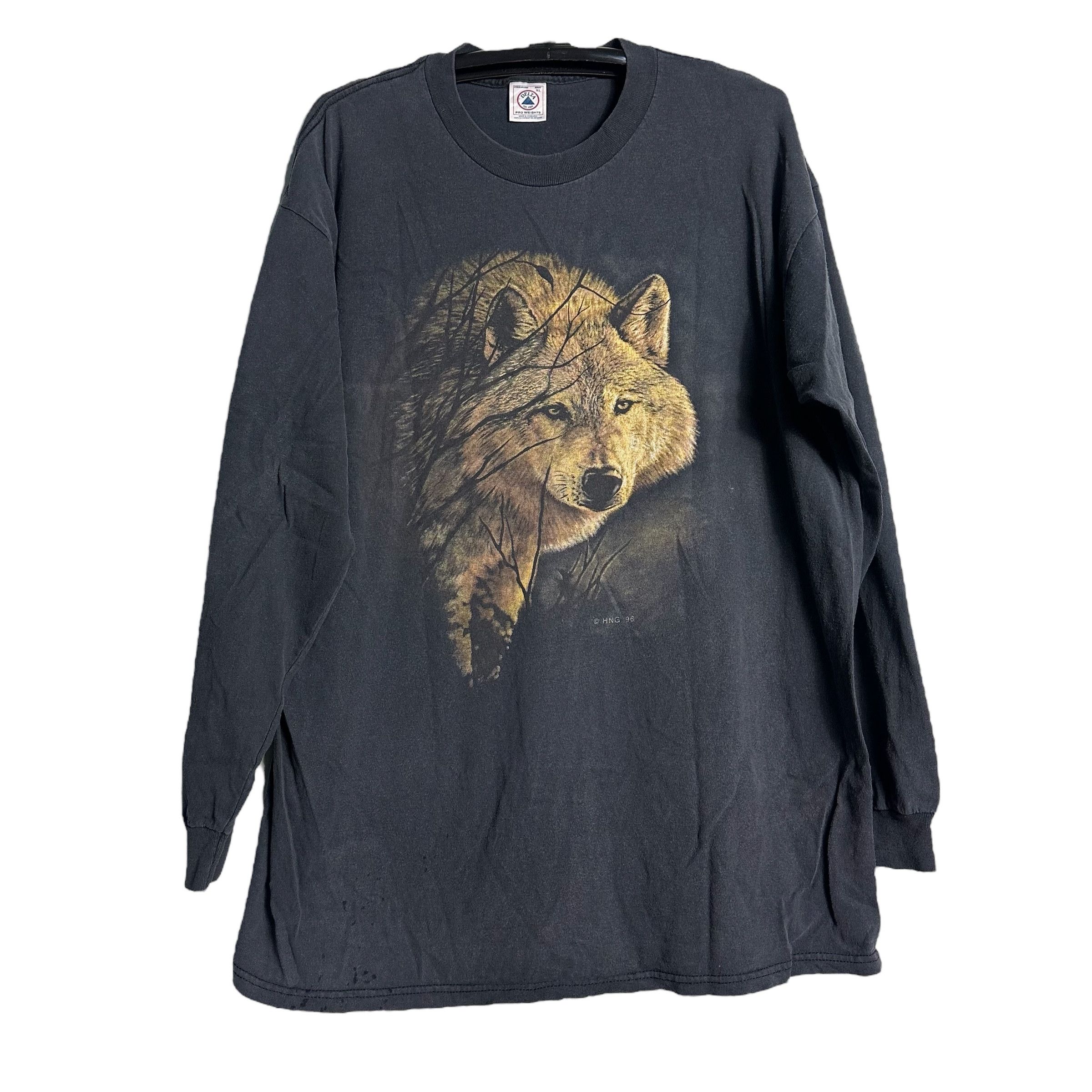 Habitat 🔥RARE🔥Vintage 90s Wolf OVP Animal Long Sleeve T-shirt Size US XL / EU 56 / 4 - 1 Thumbnail