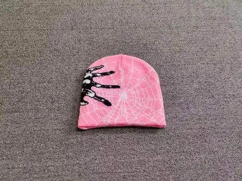 Other Spider Web Graphic No Cuff Beanie Hat Pink Size ONE SIZE - 2 Thumbnail