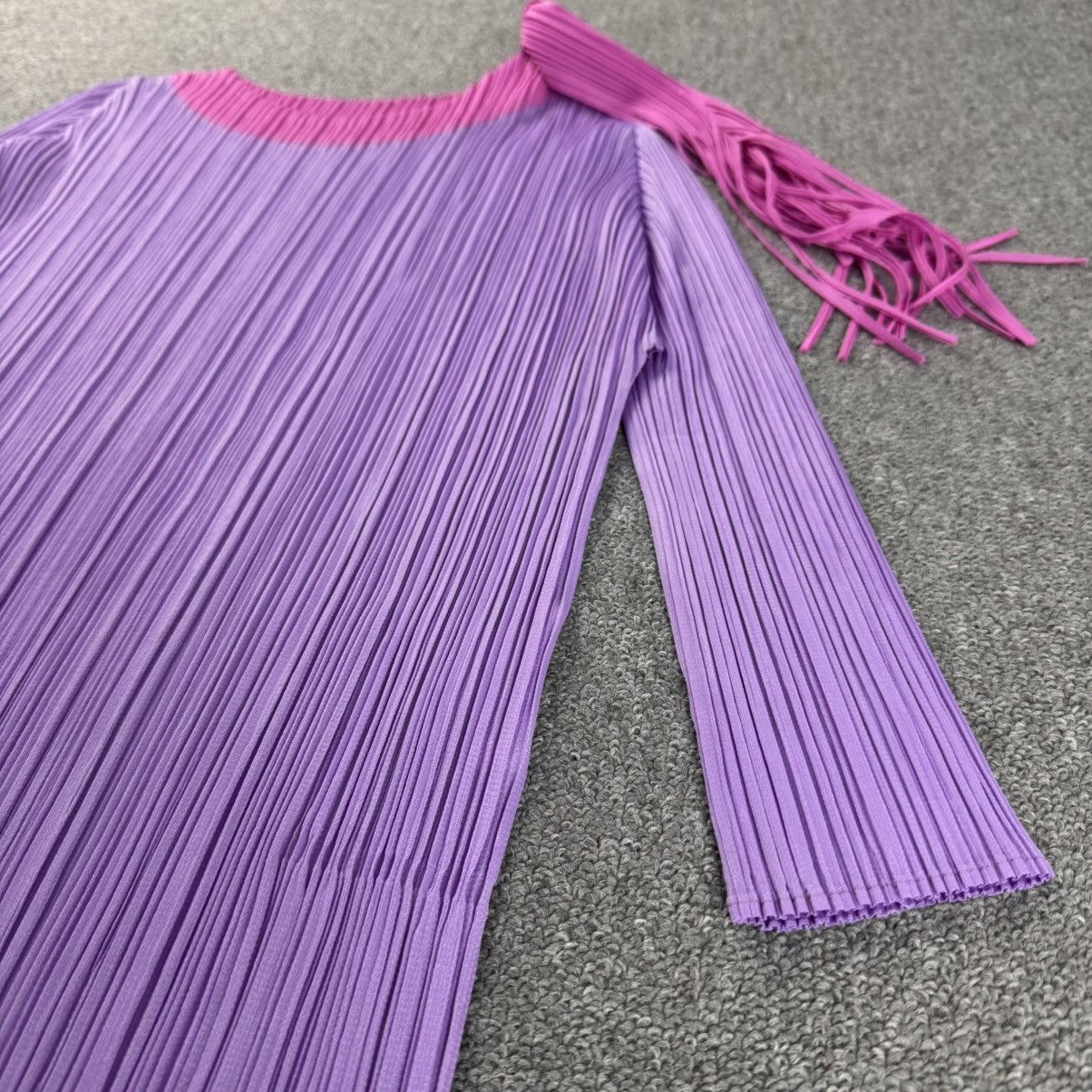 Pleats Please Issey Miyake Pleats Please -Joyce -Fringe Ribb Top Cut and Sewn 3/4Sleeve Size M / US 6-8 / IT 42-44 - 3 Thumbnail