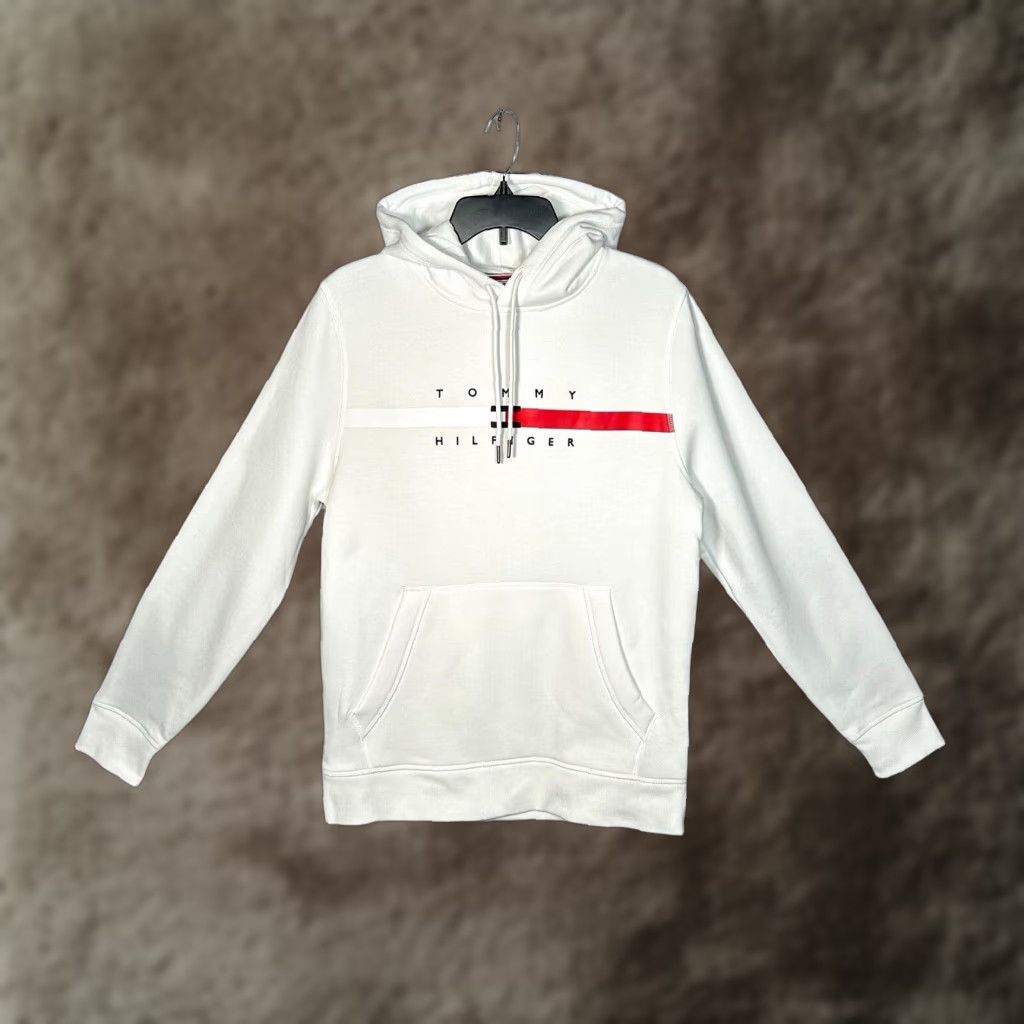 Tommy Hilfiger Tommy Hilfiger Hoodie Shirt Mens Pullover Fleece White Flag Stripe Size M Size US M / EU 48-50 / 2 - 1 Thumbnail