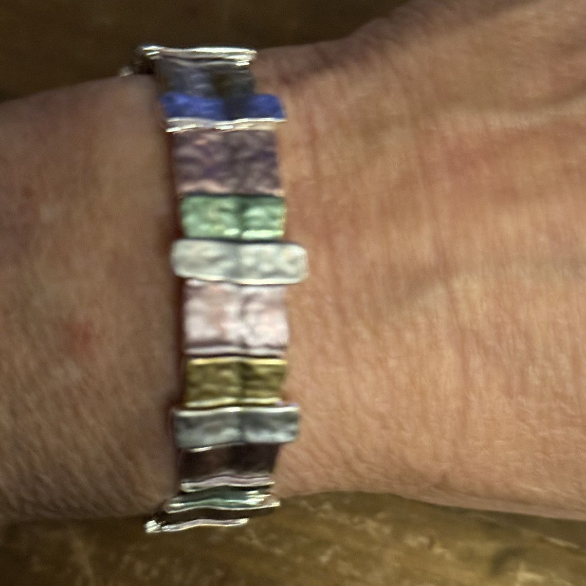 Other Multicolor hammered tiles stretch bracelet Size ONE SIZE - 3 Thumbnail