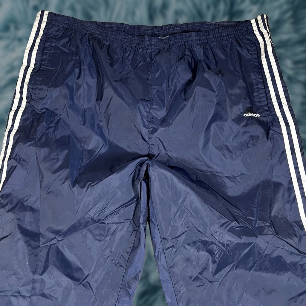Adidas VINTAGE Adidas Windbreaker Track Pants Men's 2XL Warm-Up Blue Navy Lined Track Pants 2XL Mens Navy Blue Lined Wide Leg Snap Button 1990s 2000s Size US 39 - 1 Thumbnail