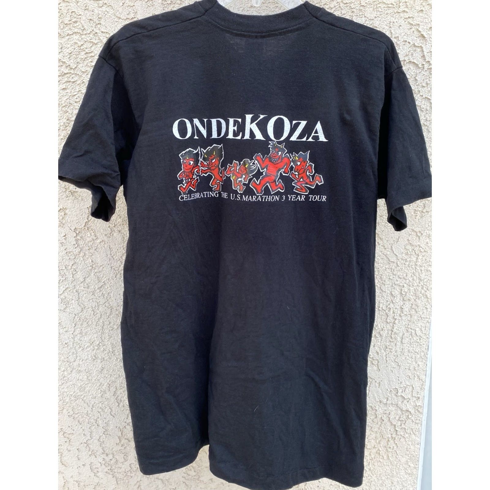 Fruit Of The Loom VINTAGE Fruit Of The Loom T-Shirt Mens L Black Ondekoza Celebrating The US Marathon 3 Year Tour Graphic Print Short Sleeve Size US L / EU 52-54 / 3 - 5 Thumbnail