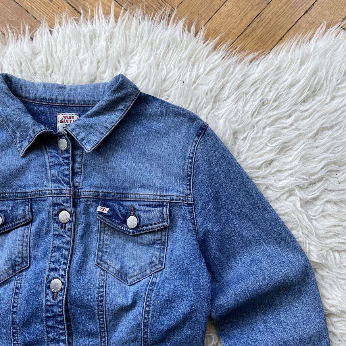 Miss Sixty 📌 Vintage 00s Miss Sixty Denim Crop Y2K Jacket Size M / US 6-8 / IT 42-44 - 2 Thumbnail