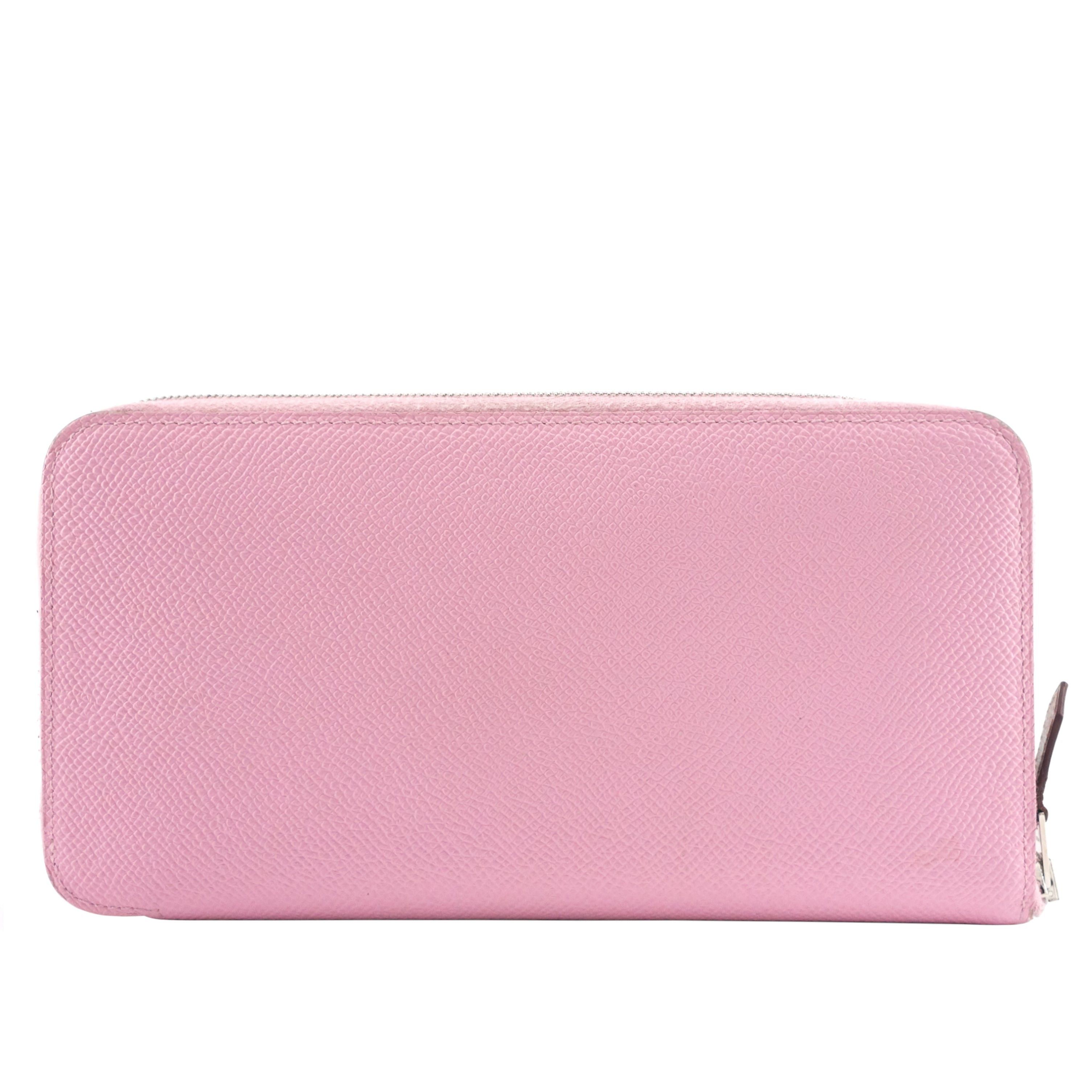image of Hermes Silk'in Classic Long Leather Wallet in Pink, Women's