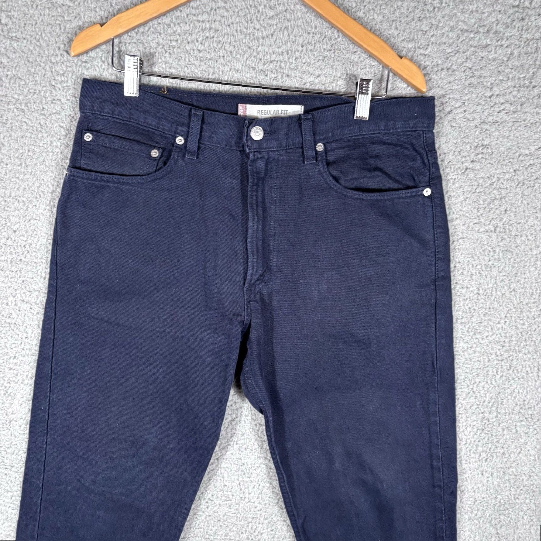 Levi's VINTAGE Levi's 505 Jeans Men's 34x32 Solid Dark Blue Regular Fit 90s USA Made Jeans Men 80s 90s Grunge Hip Hop Rock Southwestern Retro USA Size US 34 / EU 50 - 2 Thumbnail