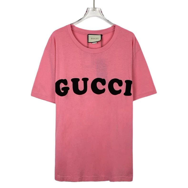 Gucci Gucci Pink logo printed round-neck cotton short-sleeved T-s Size US S / EU 44-46 / 1 - 1 Thumbnail