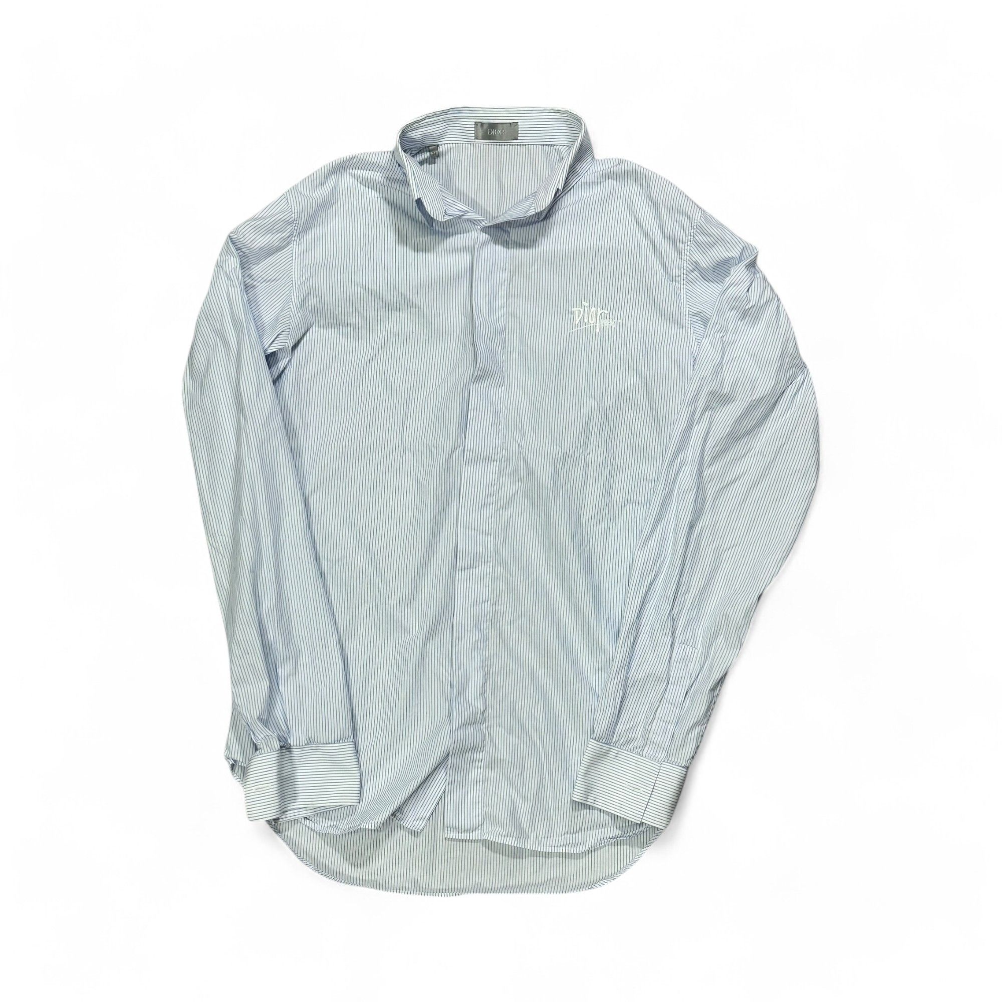 Dior Dior Shirt Striped Small Logo Paris Classic Light Blue Size US S / EU 44-46 / 1 - 1 Thumbnail