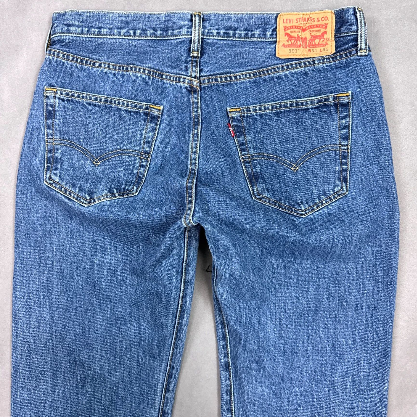 Levi's Levi's 501 Jeans Men 34x30 Blue Button Fly Denim Pants Cropped Distress (Tag34x36) Size US 34 / EU 50 - 5 Thumbnail