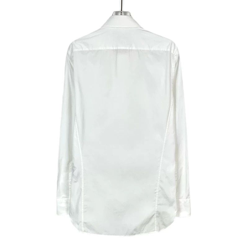 Gucci Gucci Size 15+ White logo embroidered cotton lapel long-sl Size US XS / EU 42 / 0 - 2 Thumbnail