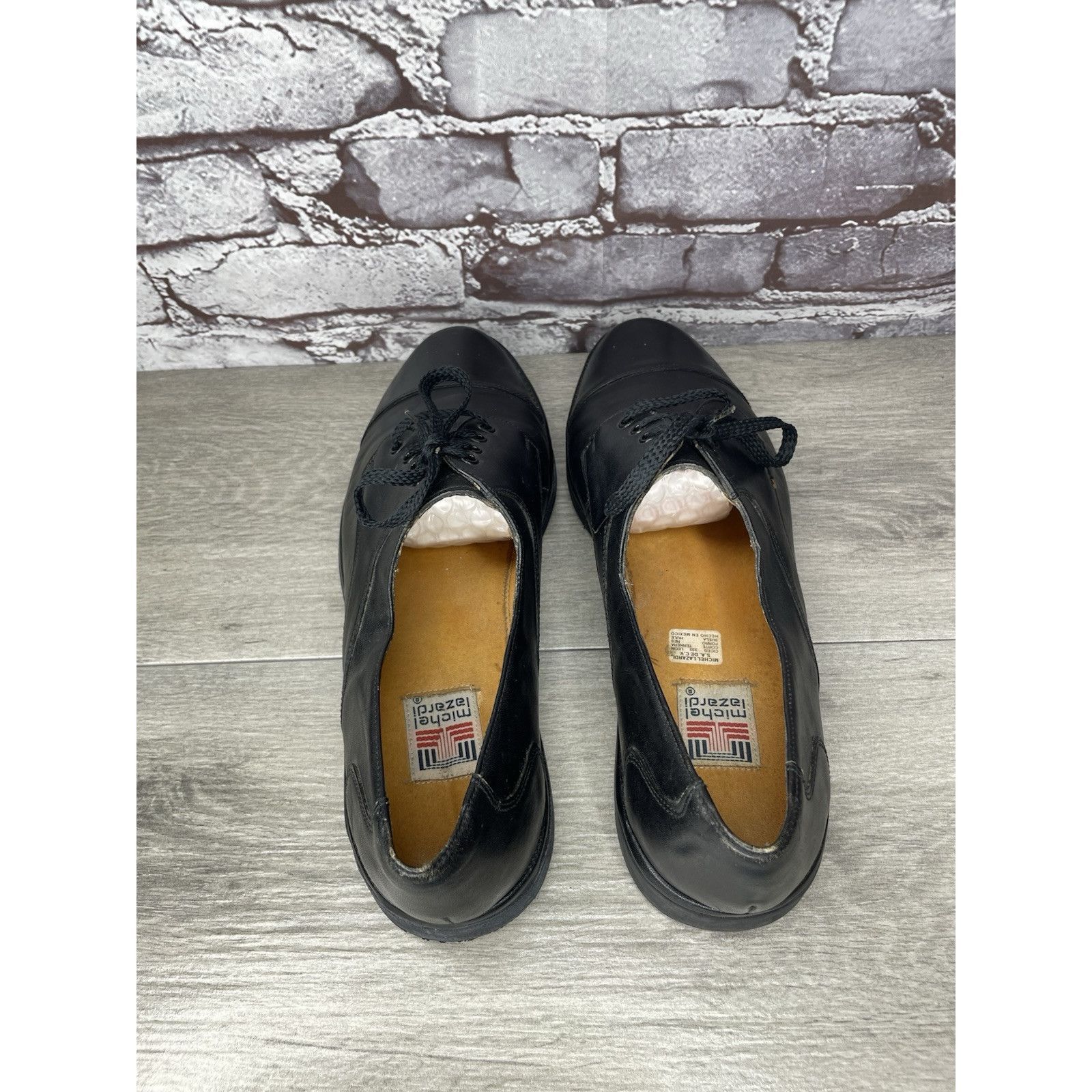 Other Michel Lazardi Black Leather Cap Toe Oxfords Lace Shoes Men Size US 11.5 / EU 44-45 - 6 Thumbnail