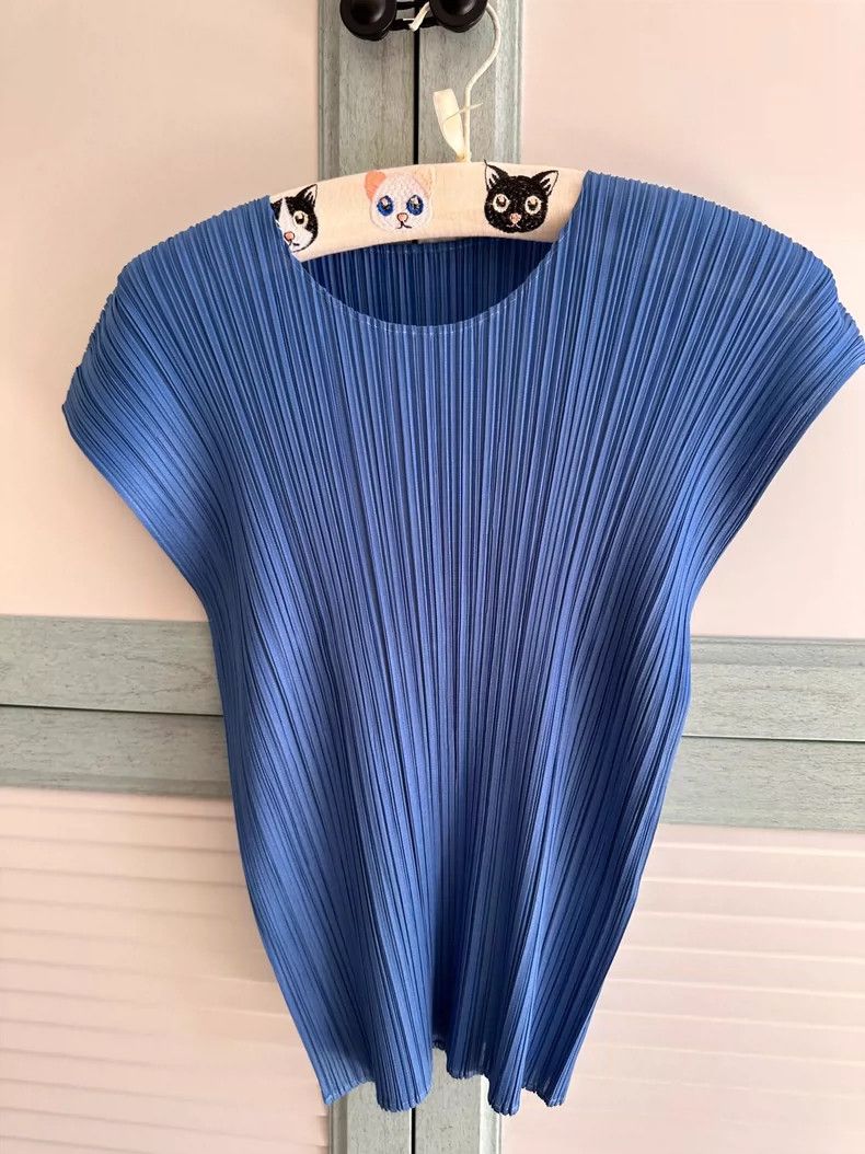 Issey Miyake issey miyake size:one size Blue short-sleeved top 2505-Nex Size XXS / US 00 / IT 34 - 2 Thumbnail