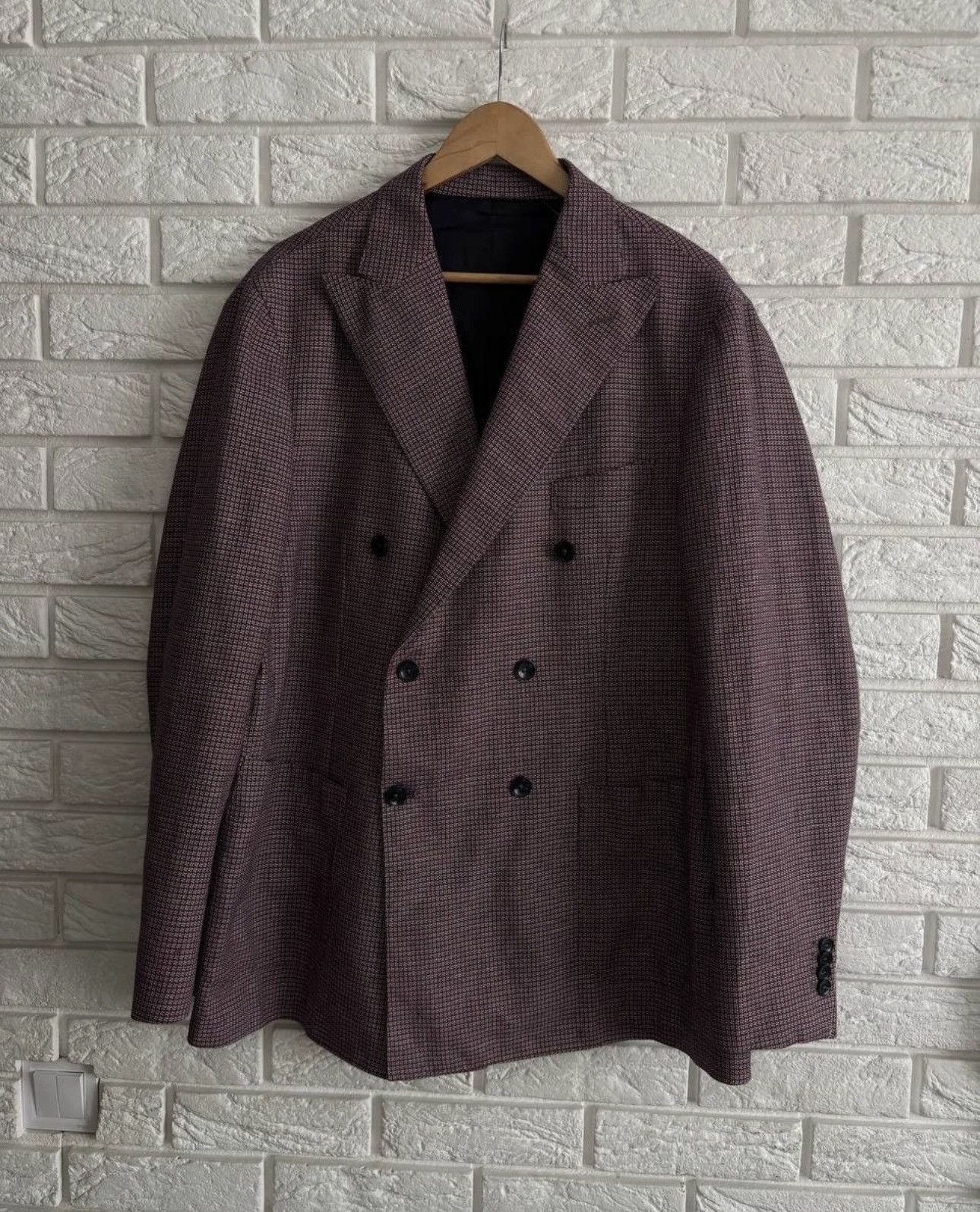 Luigi Borrelli Luigi Borrelli Napoli Blazer Double-Breasted Linen Cotton Size 54L - 1 Thumbnail