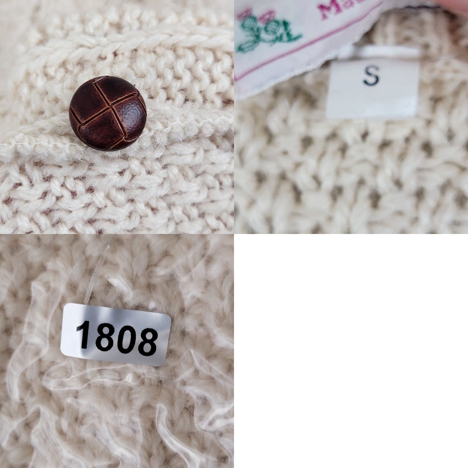 Highland 2000 VINTAGE Highland Cardigan Women Adult Regular Size M OffWhite Wool Cable Knit Scotland Size M / US 6-8 / IT 42-44 - 10 Thumbnail