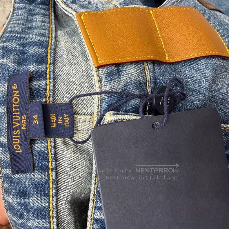 Louis Vuitton Louis Vuitton Blue Leather Jeans Size US 34 / EU 50 - 4 Thumbnail