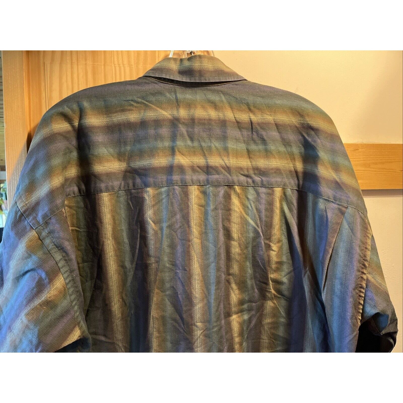 Burberry Burberrys Men's Large Button Shirt Green Purple Plaid Cotton Size US L / EU 52-54 / 3 - 10 Thumbnail