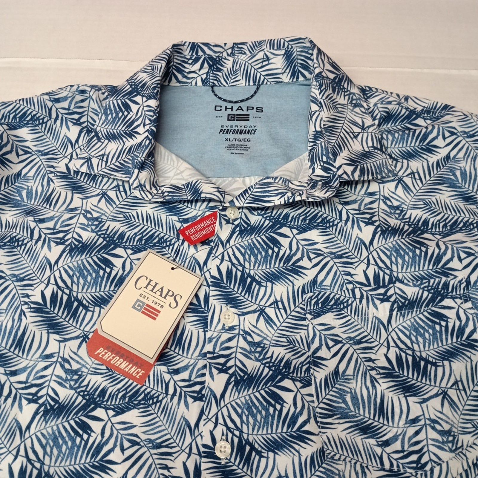 Chaps Chaps Woven Shirt Men's Size XL Blue Floral Stretch UPF 50 Size US XL / EU 56 / 4 - 2 Thumbnail